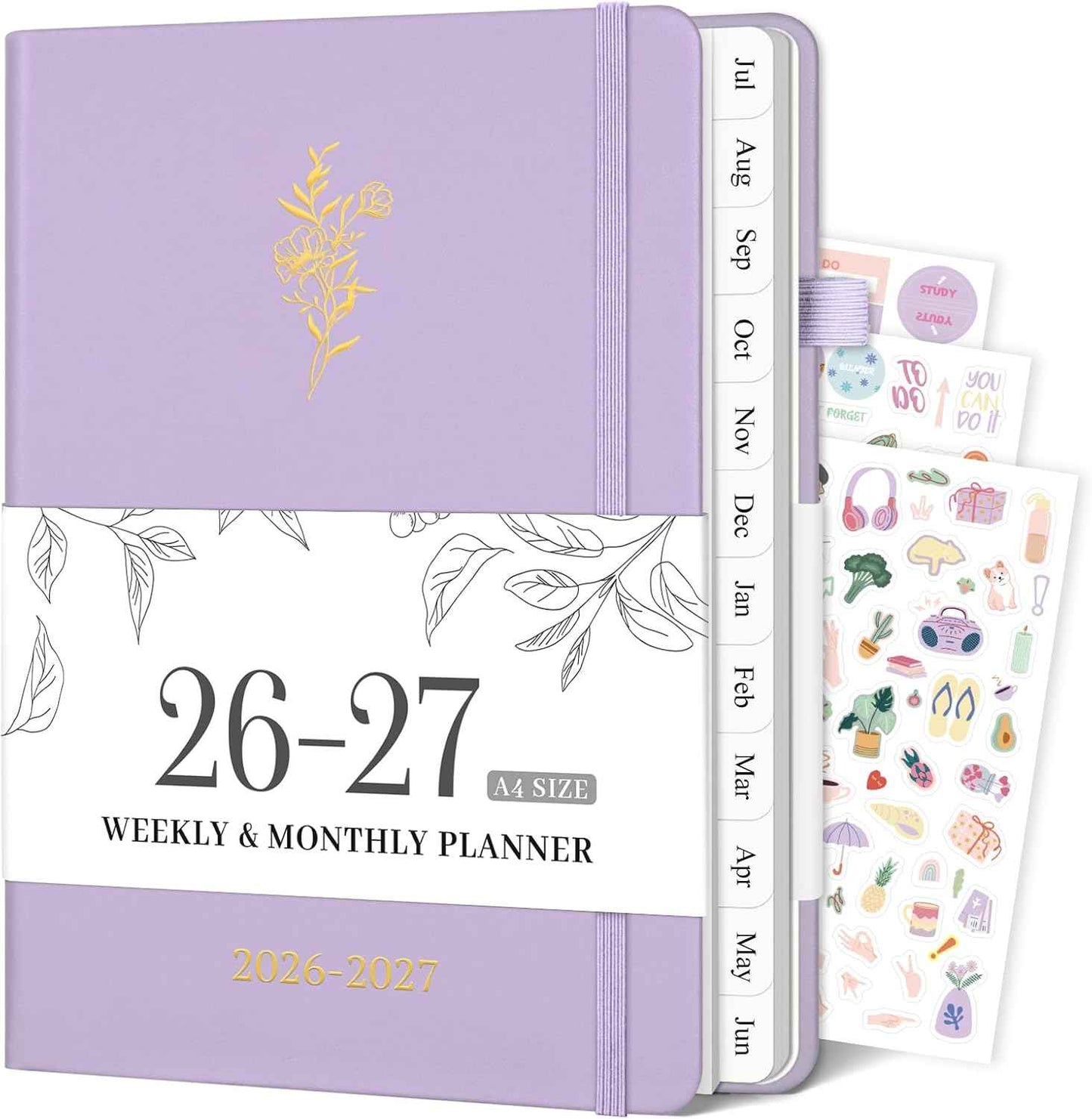 Planner 2026-2027, 8.5" x 11" Weekly and Monthly Planner with Tabs from Jul 2026 - Jun 2027 Academic Year, A4 Large Hardcover Agenda Calendar with Date for School & Office Schedule, Purple