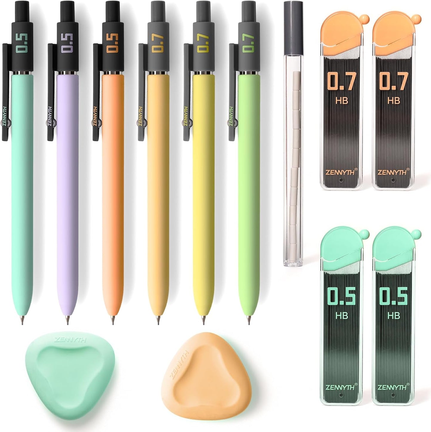 Cute Aesthetic Mechanical Pencil Set, 0.5 Mechanical Pencil & 0.7 Mechanical Pencils, Pastel Pencil Set with Lead Refills, Erasers and Storage Case for School Supplies, Note Taking and Drawing