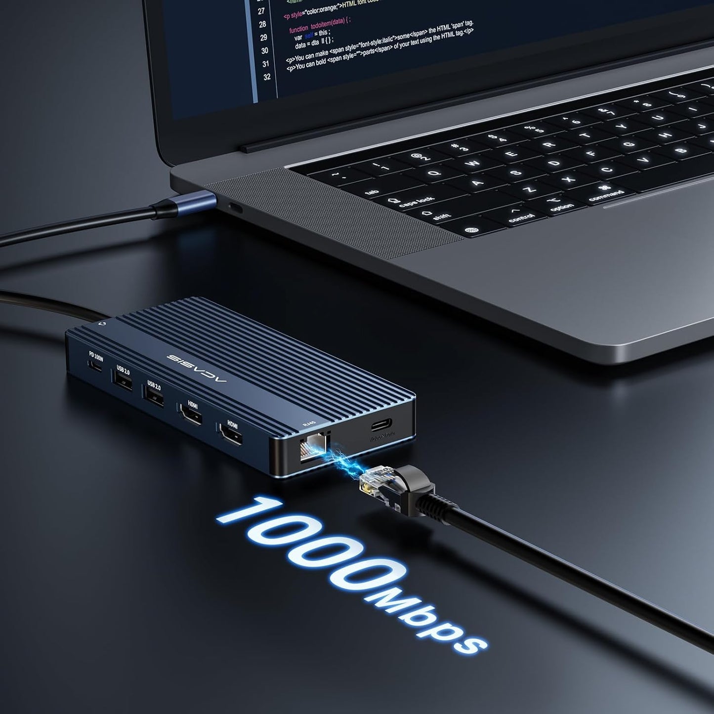 USB C Hub Docking Station Dual Monitor 2 HDMI 4K@60HZ,14 in 1 Laptop Docking Station 3 Monitor with 10Gbps(USB-c Video+Data,3*USB C,USB A) Ethernet,PD 100W,SD/TF,3.5mm Audio for Dell/HP/Lenovo