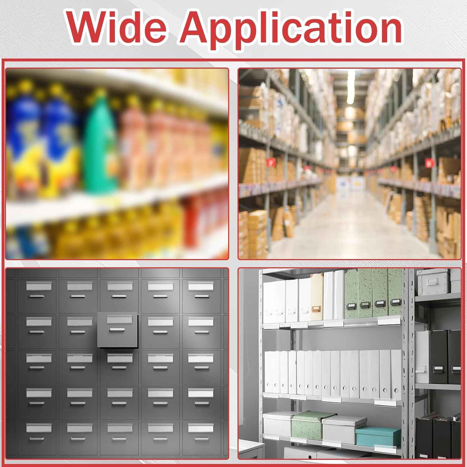 Fainne 50 Pcs Magnetic Shelf Label Holders for Metal Racks and Shelves, 1.25 x 3 Inches Clear Magnetic Shelf Label Strips Gondola Price Tag Installed in Supermarkets, Shops, Convenience Stores