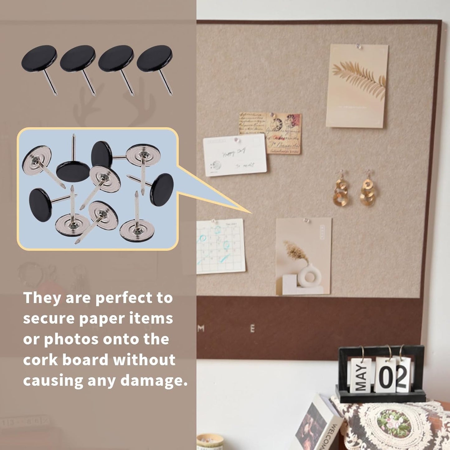 100Pcs Flat Head Upholstery Tacks Home Furniture Decor Tack Upholstery Nails Flat Push Pins Flats Thumb Tacks Black (11mmx17mm)