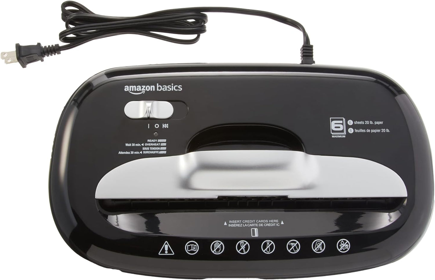 Amazon Basics 6 Sheet High Security Micro Cut Paper and Credit Card Home Office Shredder, Black
