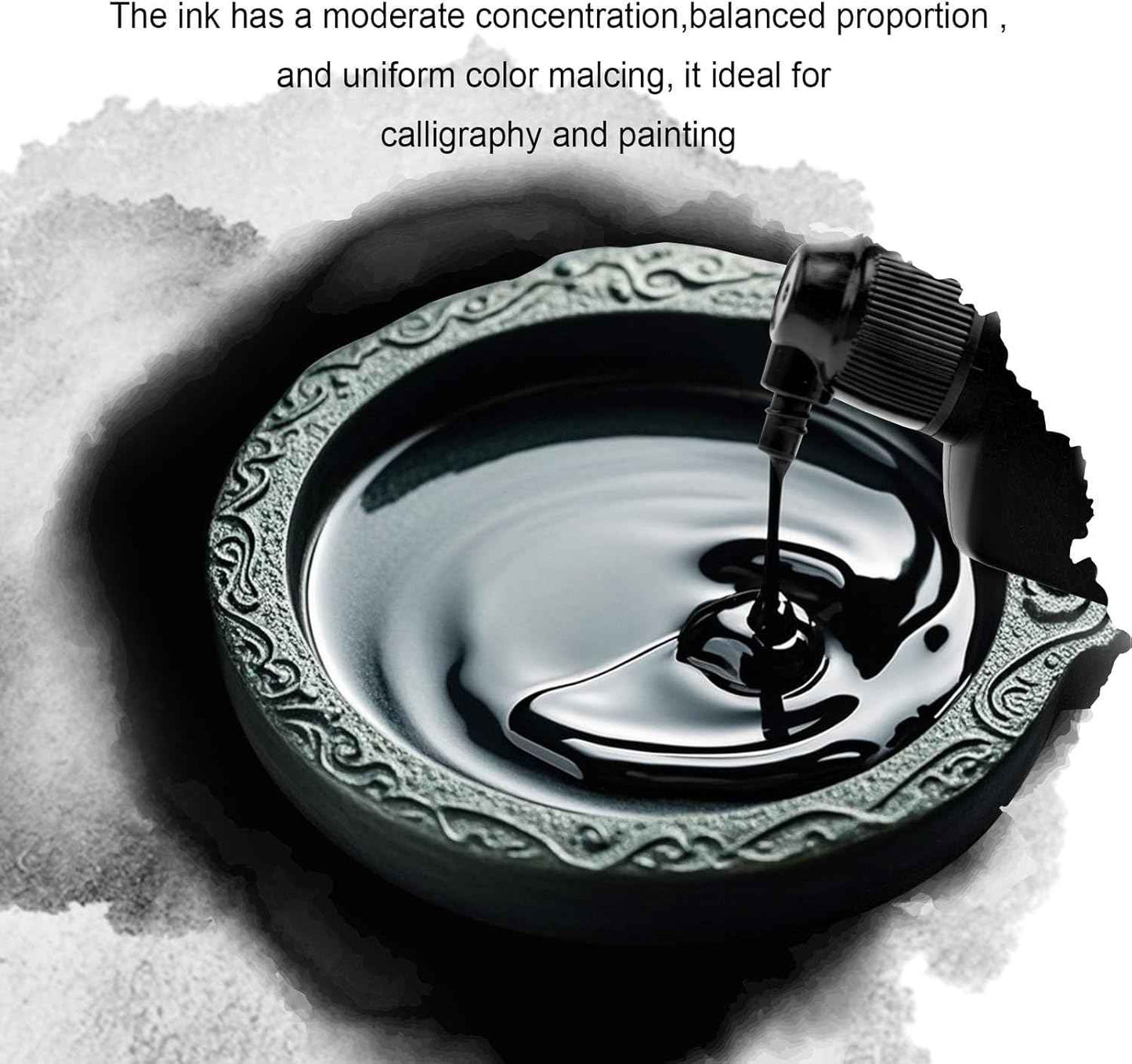 120 ML/4 OZ Calligraphy Ink - Versatile Elegance Chinese Brush Ink for Beginner Practice Traditional Art Works and Japanese Brush Black Ink