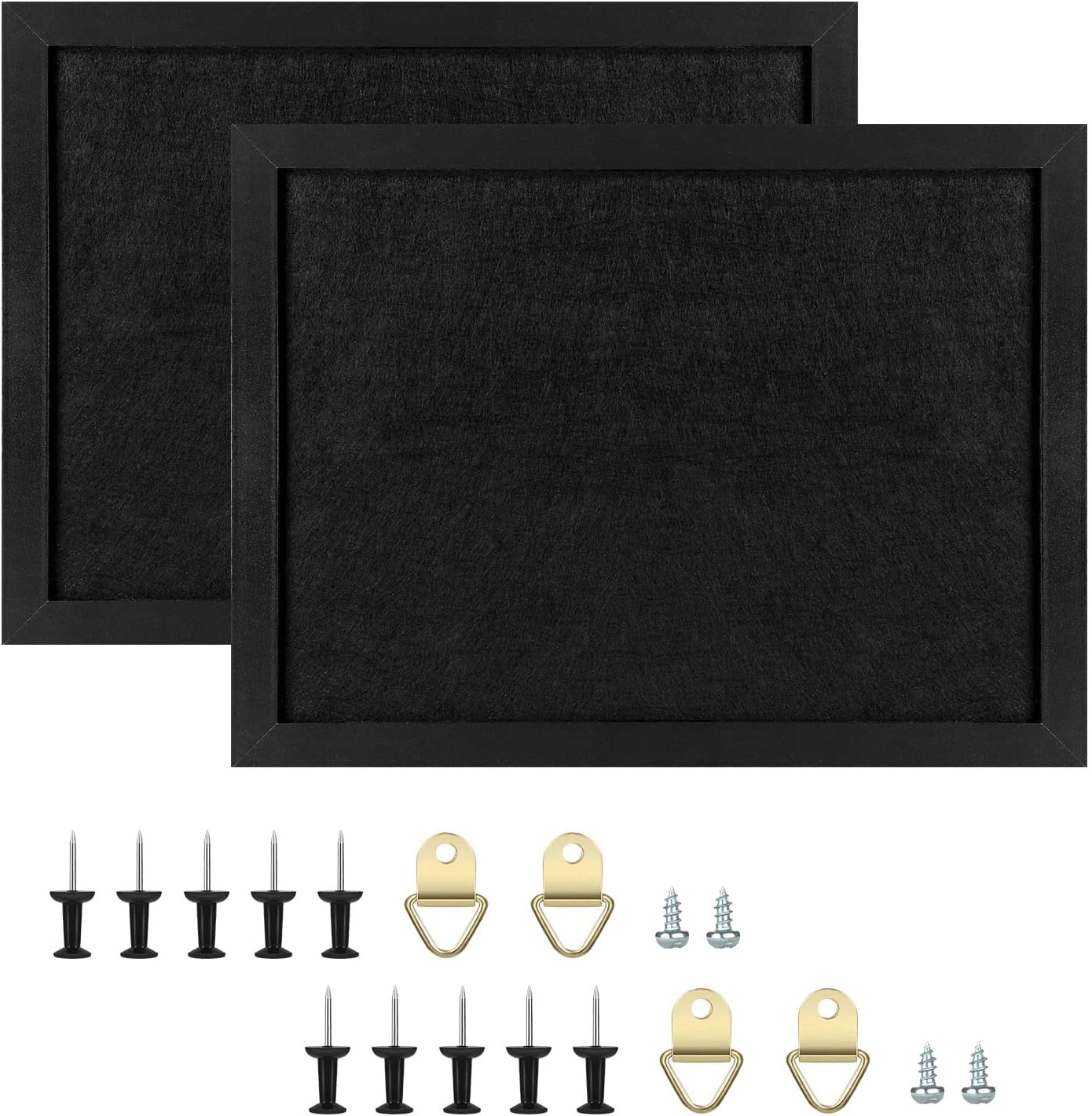 TORASO Cork Board Bulletin Board, Cork Boards for Walls with Pins, Eye Bolts, gaskets, Screws, Pin Board for Office, School and Home (All Black, 11“x14.5” - 2p) - Lumora Desk