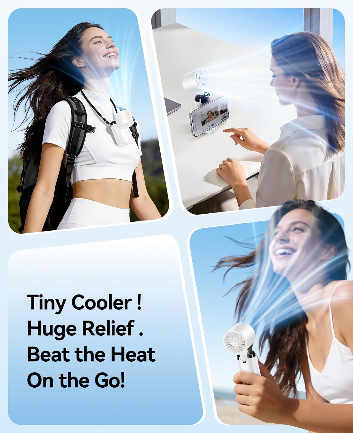KIMMOO Handheld Portable Turbo Fan with Ice Cooler, Powerful 21000 RPM, Speed (1-199), Up to 14Hrs Cooling, Rechargeable Personal Fan, Small Pocket Hand Fans for Travel/Outdoor/Home/Office (White)