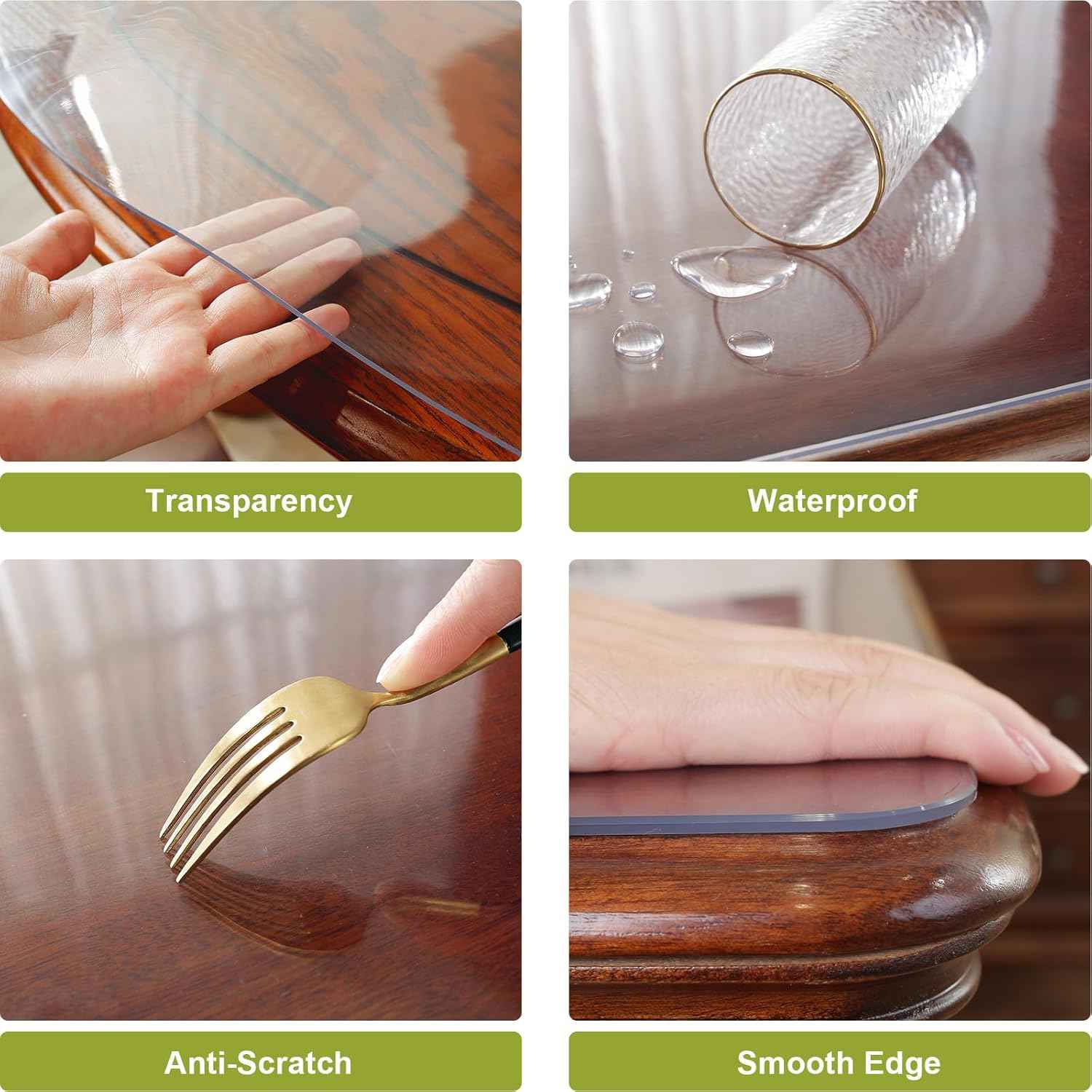 OstepDecor Clear Table Protector 36 x 60 Inch, 2mm Thick Plastic Table Cover, Waterproof PVC Clear Table Cover Protector, Desk Protector Mat, Writing Desk Pad for Desktop, Coffee & Dining Room Table