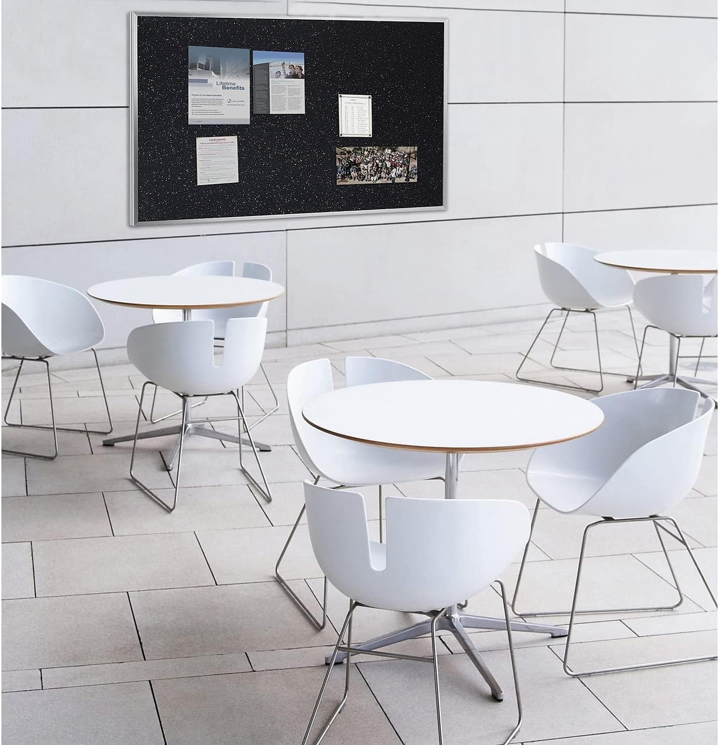 Ghent Bulletin Board, Recycled Rubber, Aluminum Frame, 48.5" x 72.5", Solid Black Rubber (ATR46-BK) Made in USA