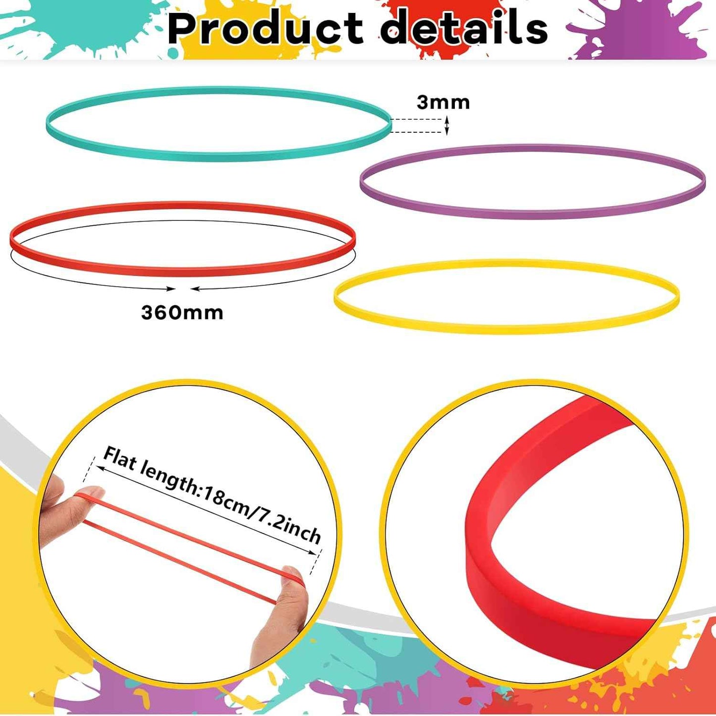 Patelai 480 Pieces Large Rubber Bands Elastic Big Thick Rubber Bands 7.2x1/8 Inches for Office Home Trash Can File Folders Box Packing Supplies(Vintage Color)