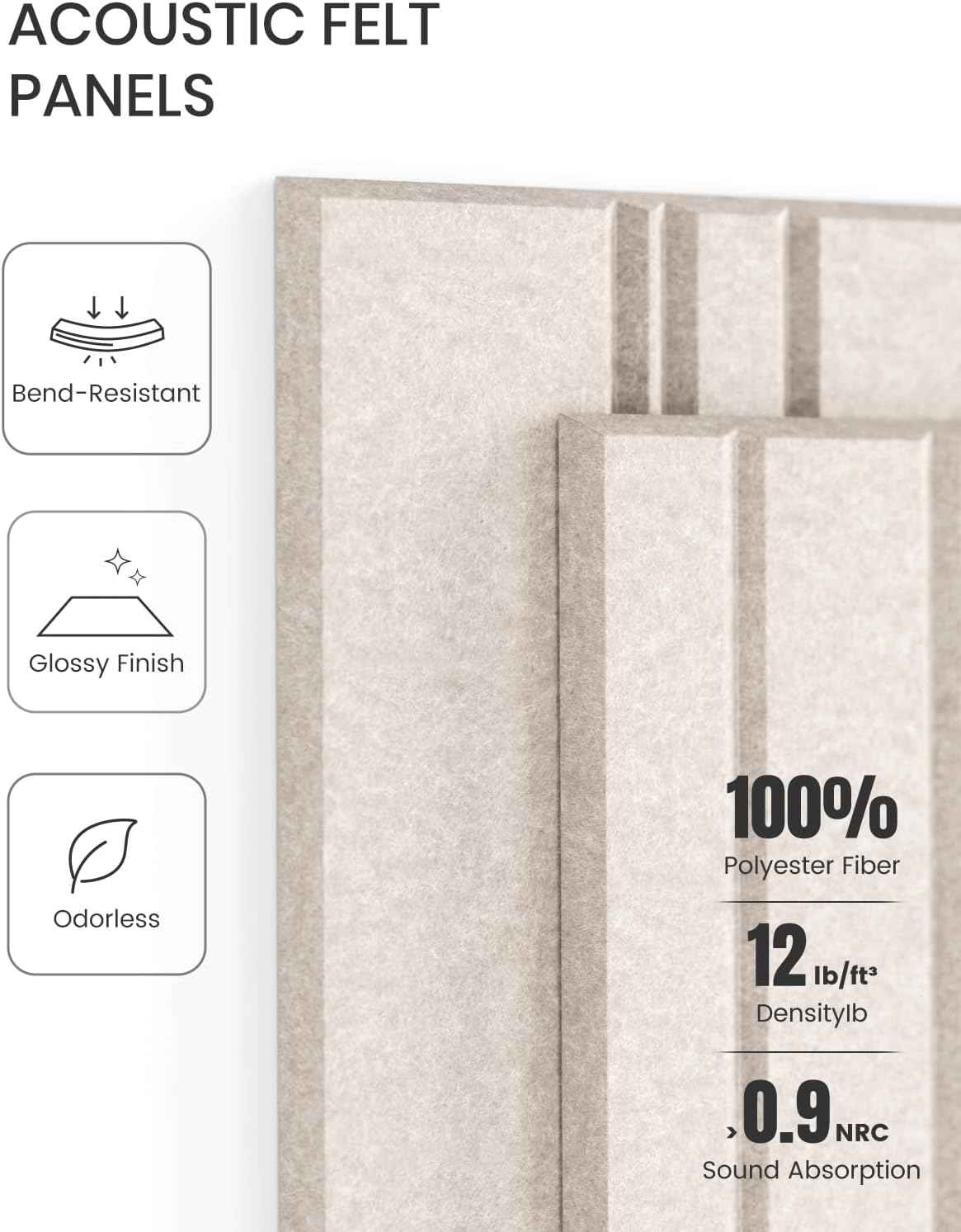 Fluxynara Cork Board Alternative: Large 48" x 36" Felt Bulletin Board Wall Panels with 70 Safe Removable Adhesive Tabs - 12 Pack for Home, Office & Classroom Vision Board - Oatmeal