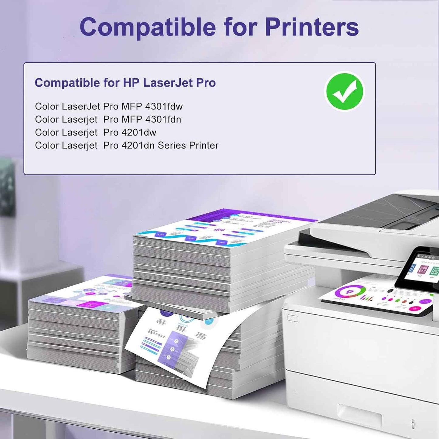 210A Toner Cartridges 4 Pack with Chip Compatible for HP 210A/210X W2100A/W2100X High Yield Replacement for Color LaserJet Pro MFP 4301fdw/4301fdn/4201dw/4201dn Series Printer (4-Pack, BCMY)