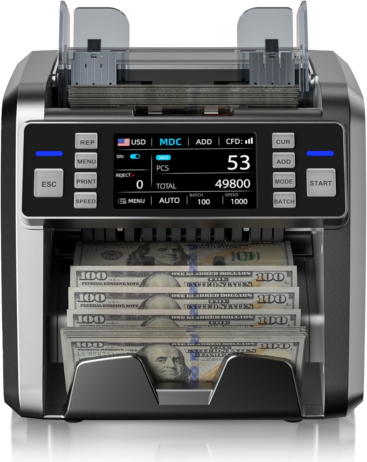 Aneken Mixed Denomination Money Counter with Counterfeit Detection, Touch Screen, and 2CIS/UV/MG/IR/DD/DBL/HLF/CHN, Value and Mixed Counting for Accurate Cash Counting