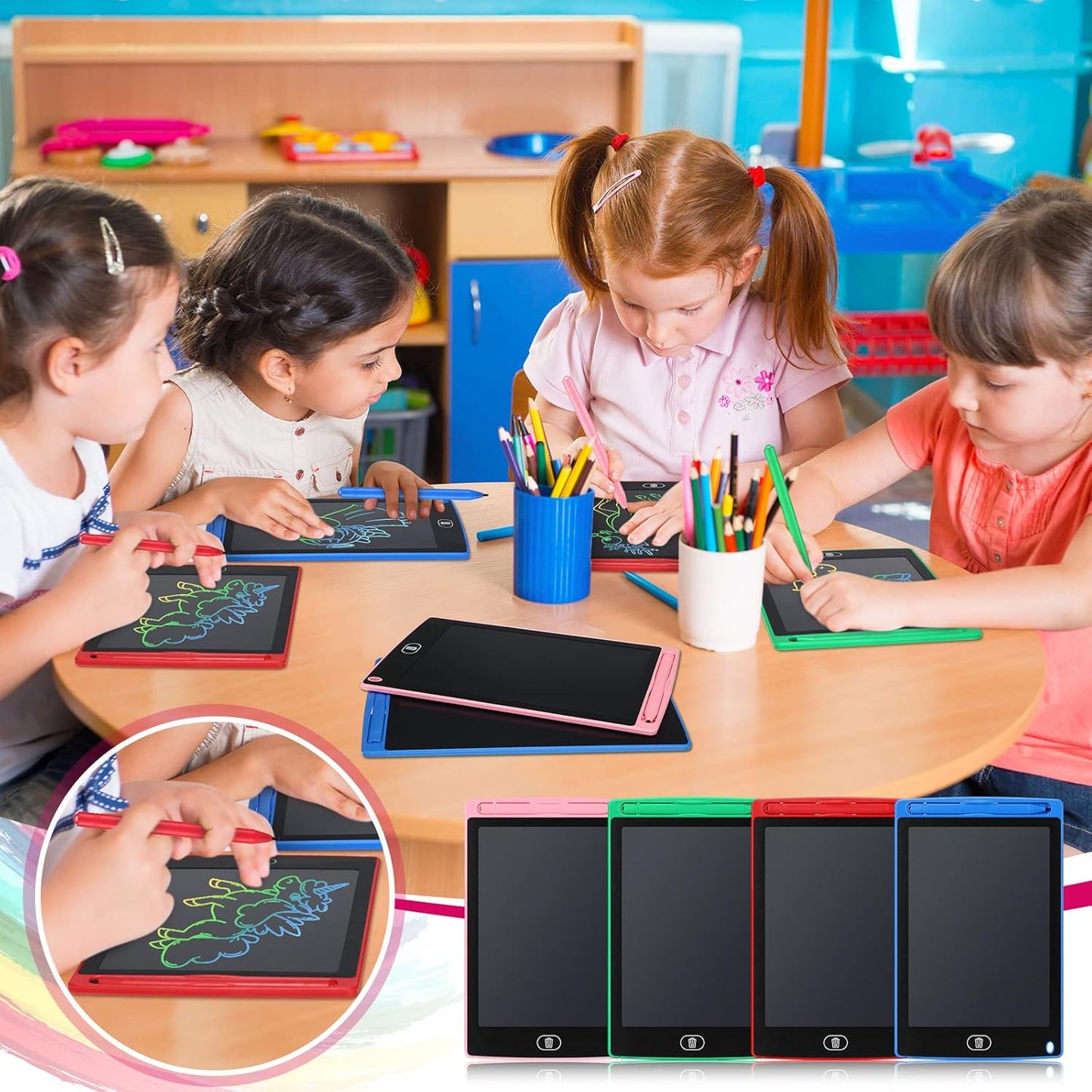 Zhehao 20 Pack LCD Writing Board for Kids, 8.5 Inches Doodle Reusable Screen Drawing Pad Erasable Painting Pads Educational Toy for 3-8 Years(Blue, Red, Green, Pink)