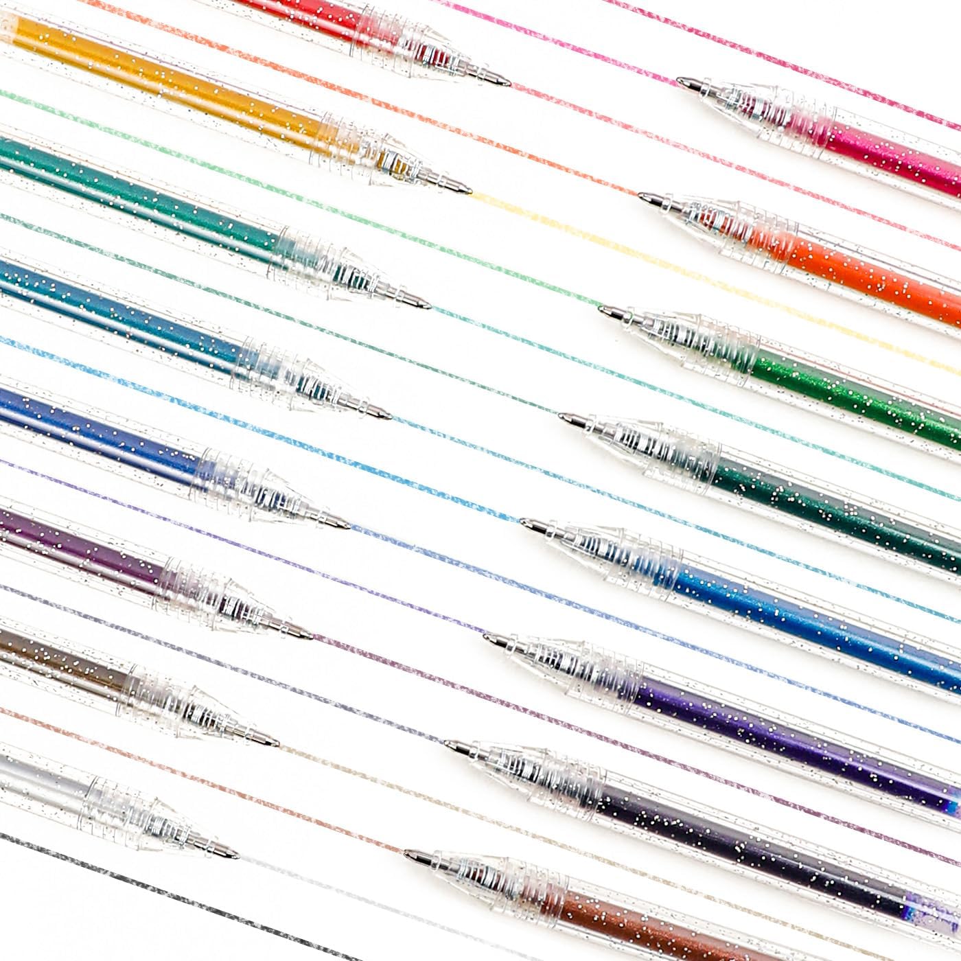 Grabie Capped Glitter Gel Pens 18 Colors, Metallic Vibrant Sparkle Gel Pens for Coloring, Color Pens for Adults,Colored Gel Pens for Adult Coloring Books and Drawing