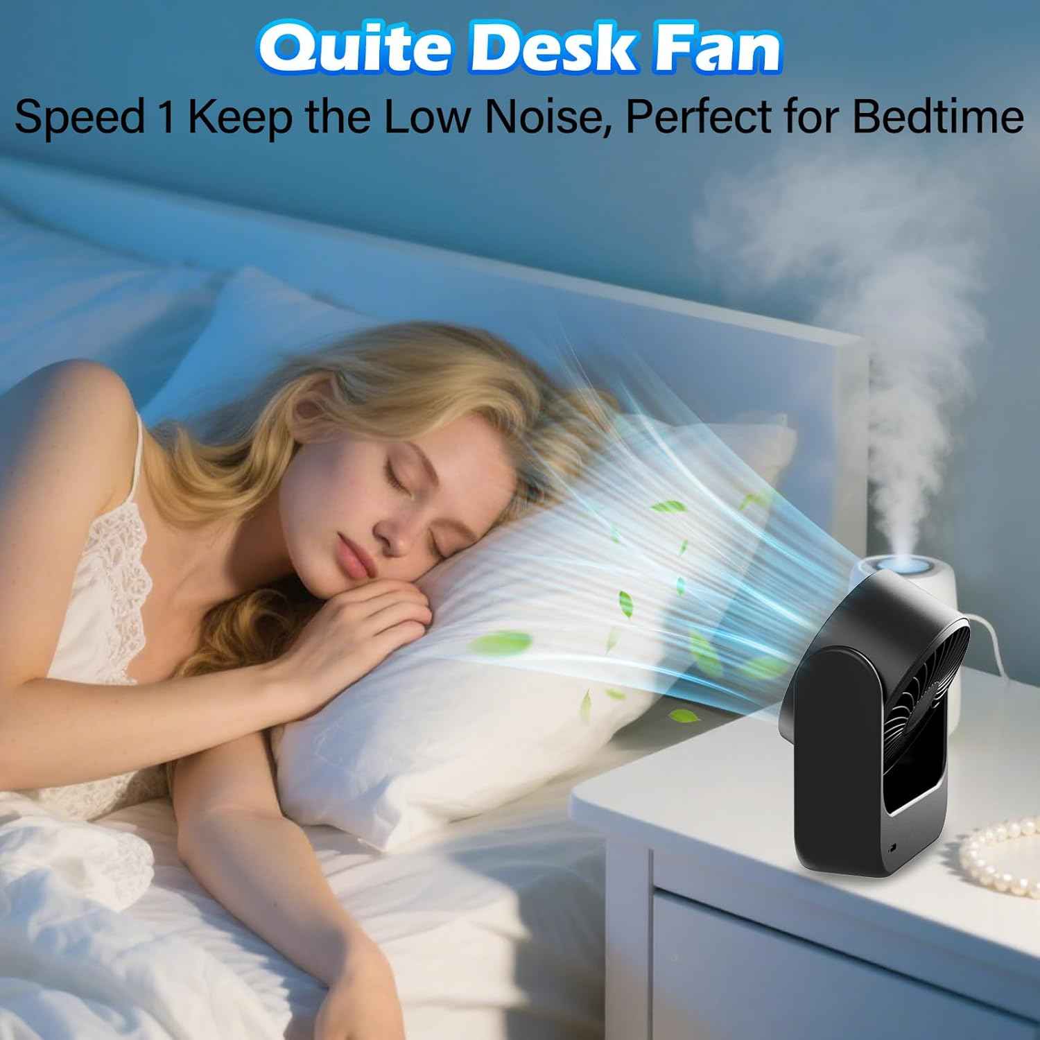 Desk Fan, Small Quiet Table Fan, Digital Display, 360° Adjustable Tilt, 5 Speeds Powerful Wind, USB Rechargeable Battery Operated, Personal Portable Fans for Home Office Desktop Bedside Makeup, Black