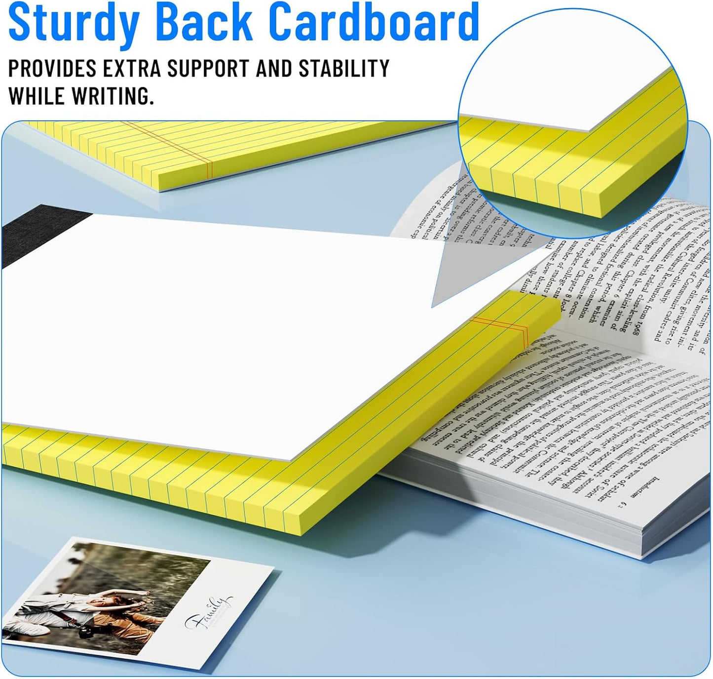 12pcs Legal Pads 8.5 x 11, Notepads 8.5 x 11 College Ruled Notebook, Writing Pads of Paper,Yellow Note Pads, Memo Pad Papers Perforate Legal Notepads Narrow Ruled Line,30 Sheets/Pack