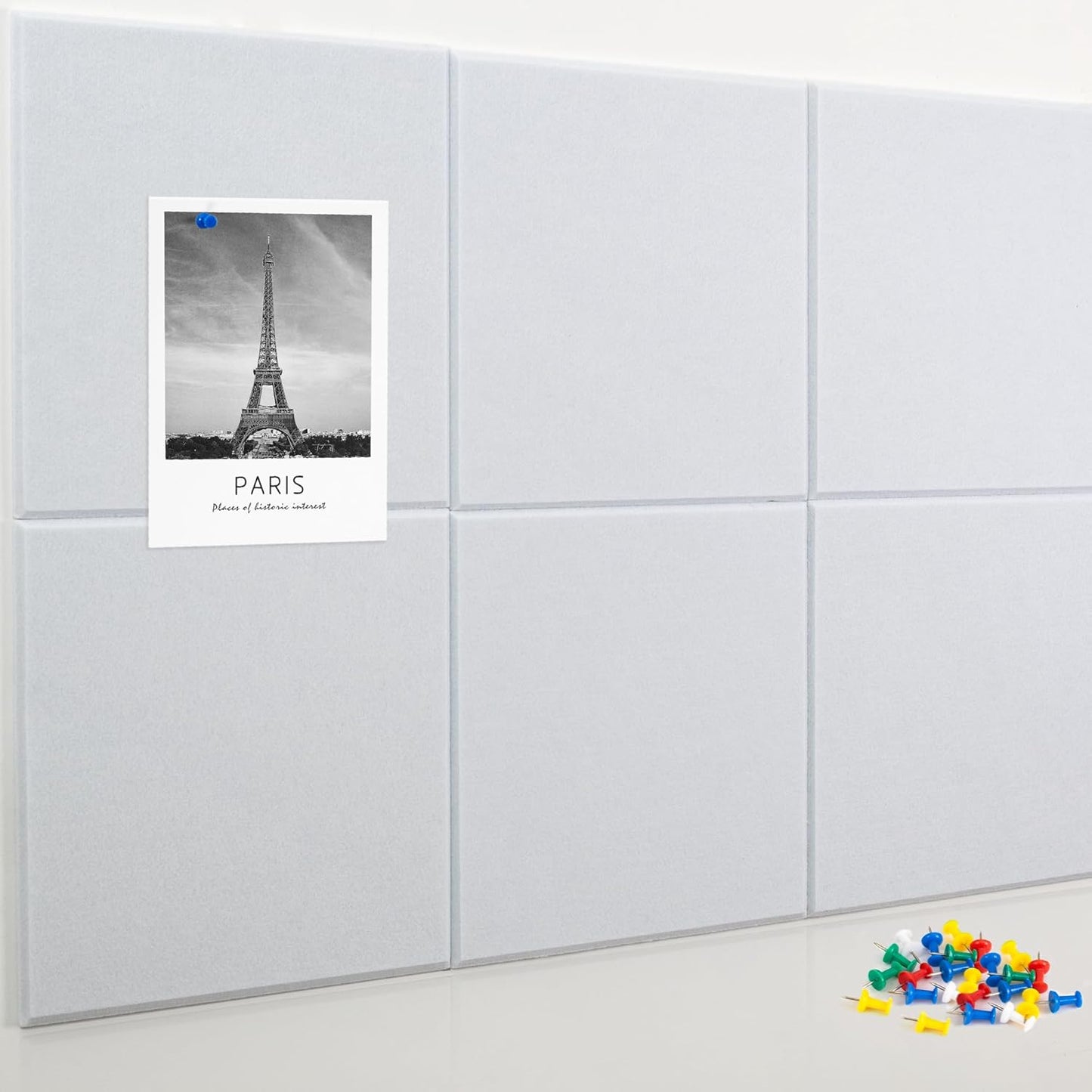 AKTOP White Cork Bulletin Board 24"x36", 6 Pack Removable Felt Cork Board Tiles for Wall, Large 2 x 3 Bulletin Board Notice Pin Board for Office, School & Home, 24 Safe Adhesive Tabs, 20 Push Pins - Lumora Desk