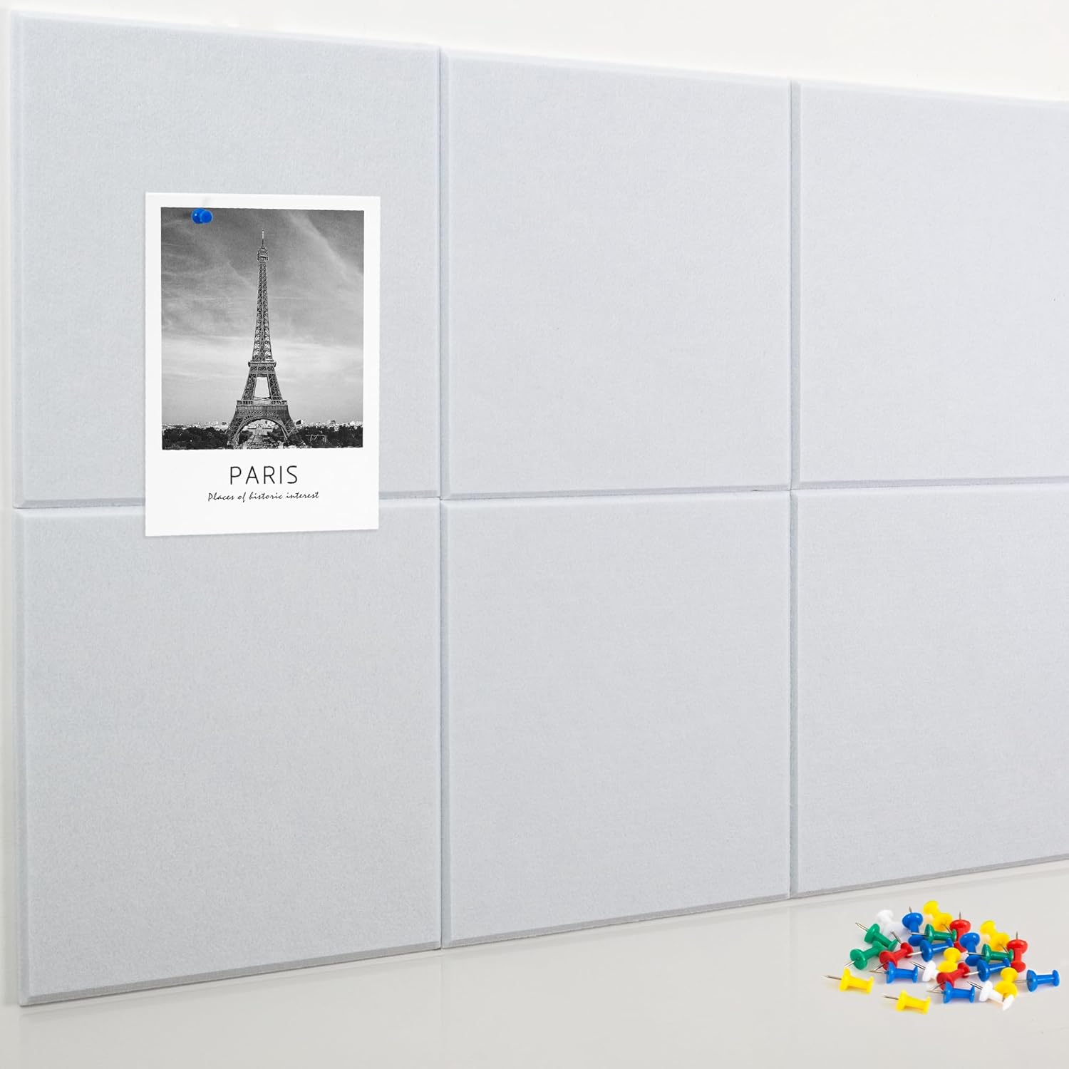 AKTOP White Cork Bulletin Board 24"x36", 6 Pack Removable Felt Cork Board Tiles for Wall, Large 2 x 3 Bulletin Board Notice Pin Board for Office, School & Home, 24 Safe Adhesive Tabs, 20 Push Pins - Lumora Desk