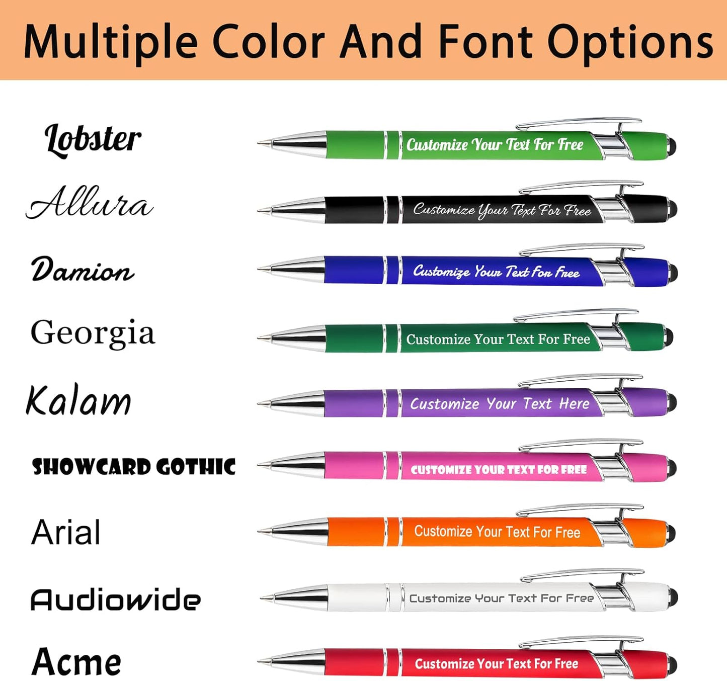Max 500 Pcs Personalized Pens Bulk, Custom Pens with Free Engraving, Customized Stylus Tip Ballpoint Pen with Your Name Massage Text for School Office Business Graduation Anniversaries-200 Packs