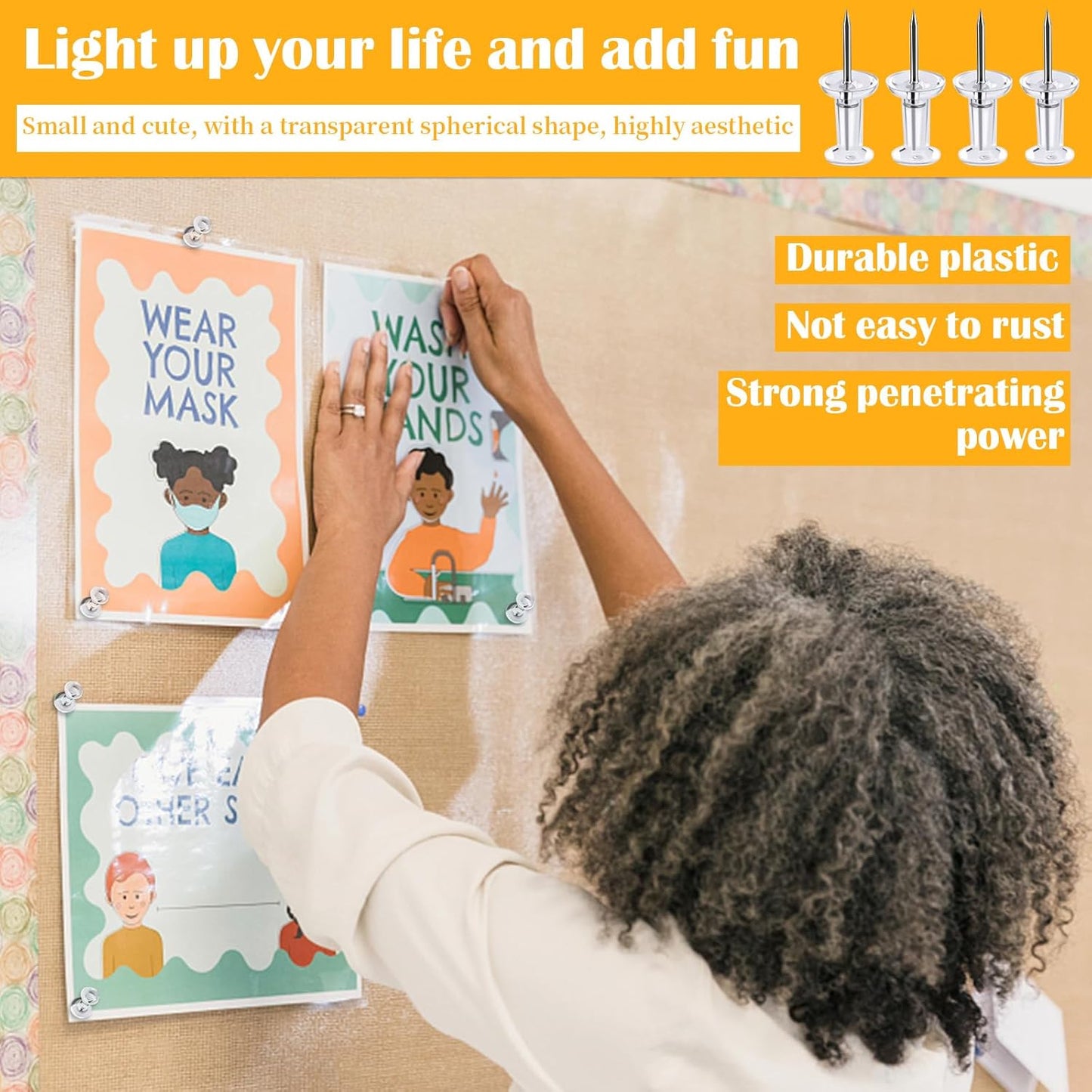 800 Pack Push Pins for Bulletin Board, Push Pins Tacks, Thumb Tacks with Clear Plastic Head and Steel Point, Clear Push Pins for Wall Hanging, Cork Board, Calendar, Photo, Home, Office, Craft Projects