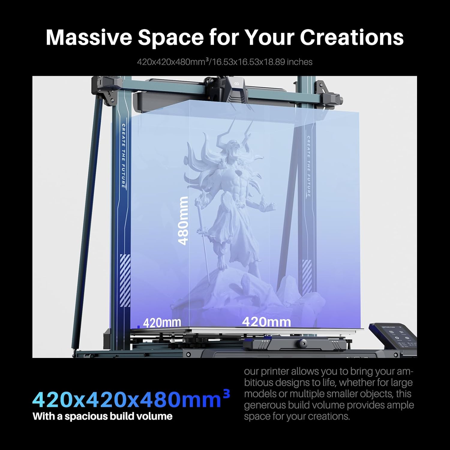 ELEGOO Neptune 4 Max 3D Printer, 500mm/s Fast Printing, Support 300°C Printing, Auto Leveling and Direct Drive Extruder, 420x420x480mm Large Build Volume - Lumora Desk