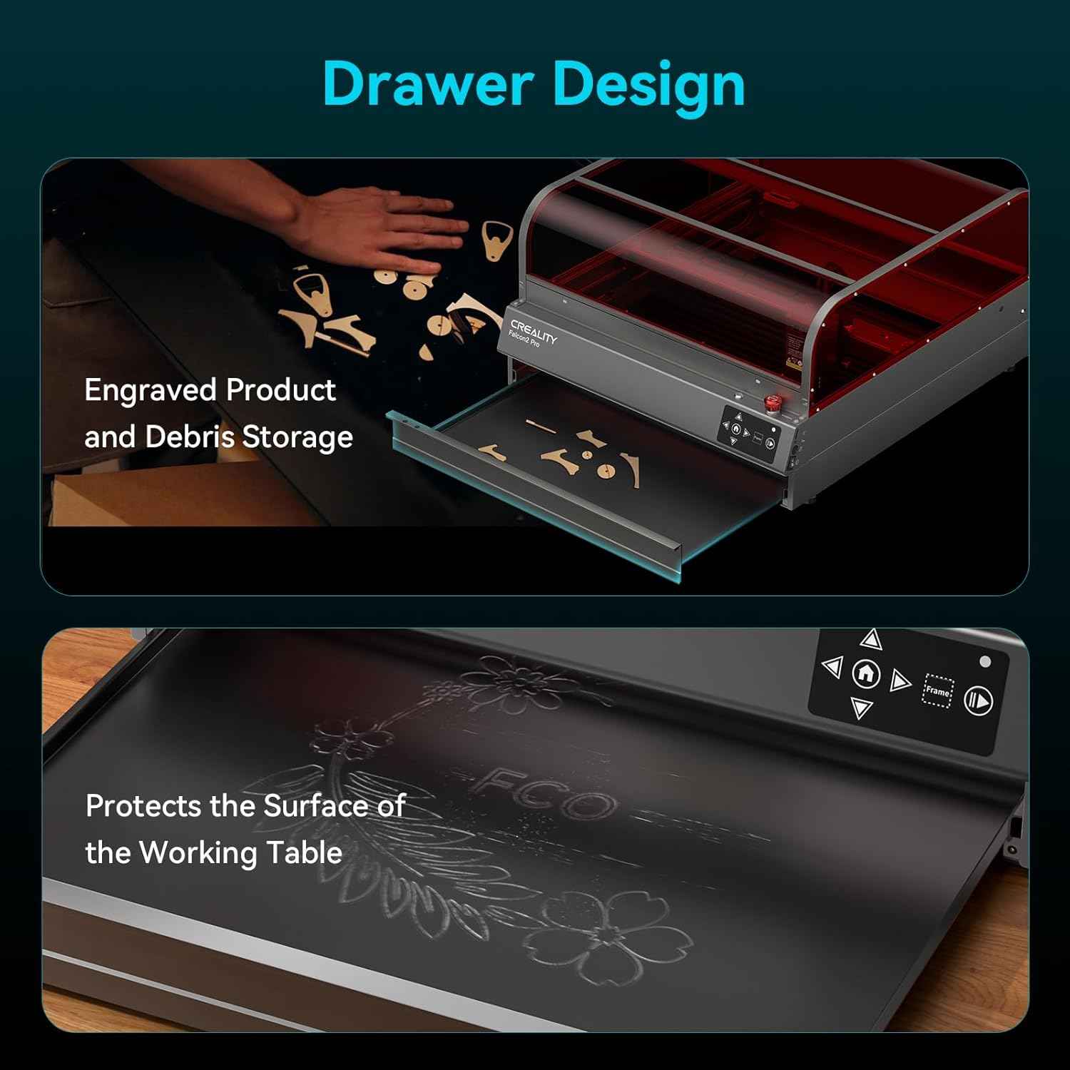 Falcon2 Pro S 40W Enclosed Laser Engraver with Air Assist, Built-in Camera, Class 1 Laser Cutter and Engraver Machine for Wood, Metal, Batch Prodcuction, Engraving Area 355 * 390mm