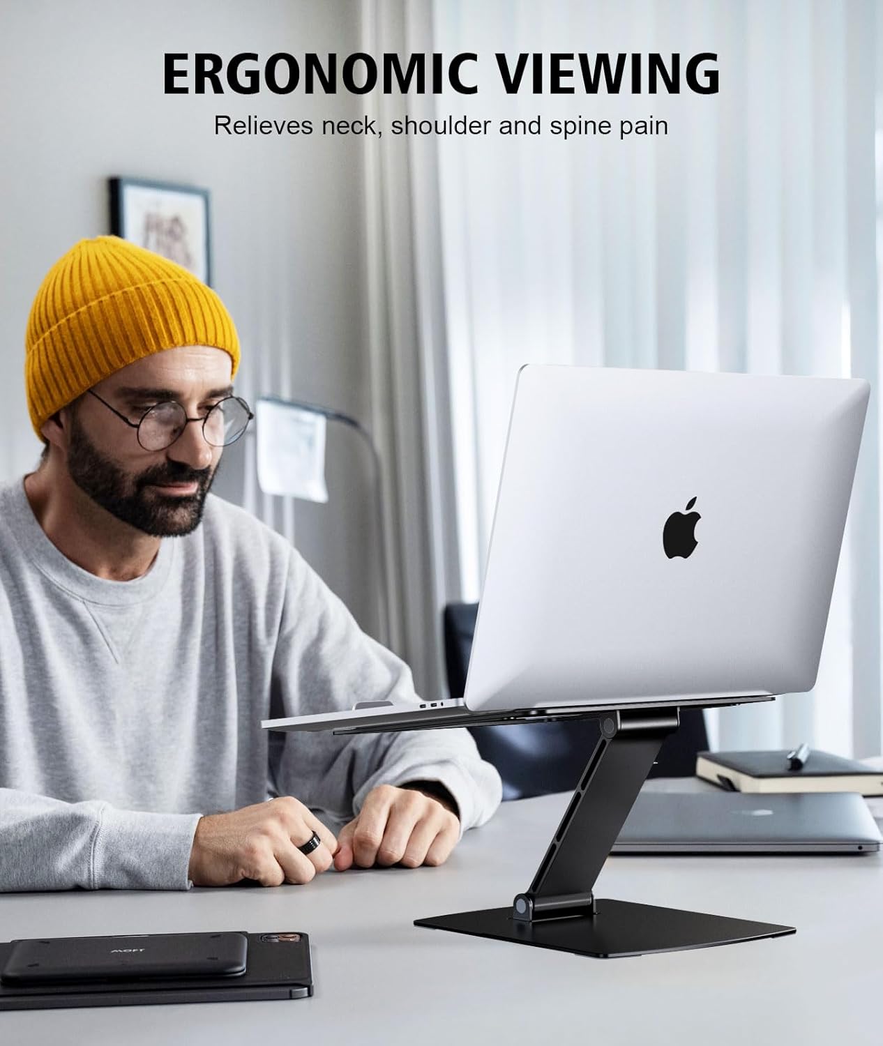 Laptop Stand for Desk, Aluminum Adjustable Foldable Laptop Riser, Ergonomic Computer Stand Compatible with MacBook, Dell, Samsung, Lenovo, 10-16"