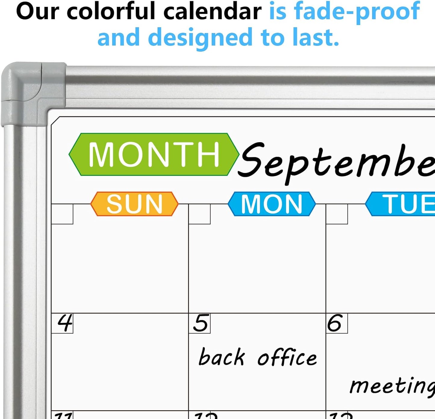 JILoffice Magnetic Dry Erase Calendar Whiteboard, 4 Month White Board Planner 48 X 36 Inch, Silver Aluminum Frame Wall Mounted Board for Office Home and School - Lumora Desk