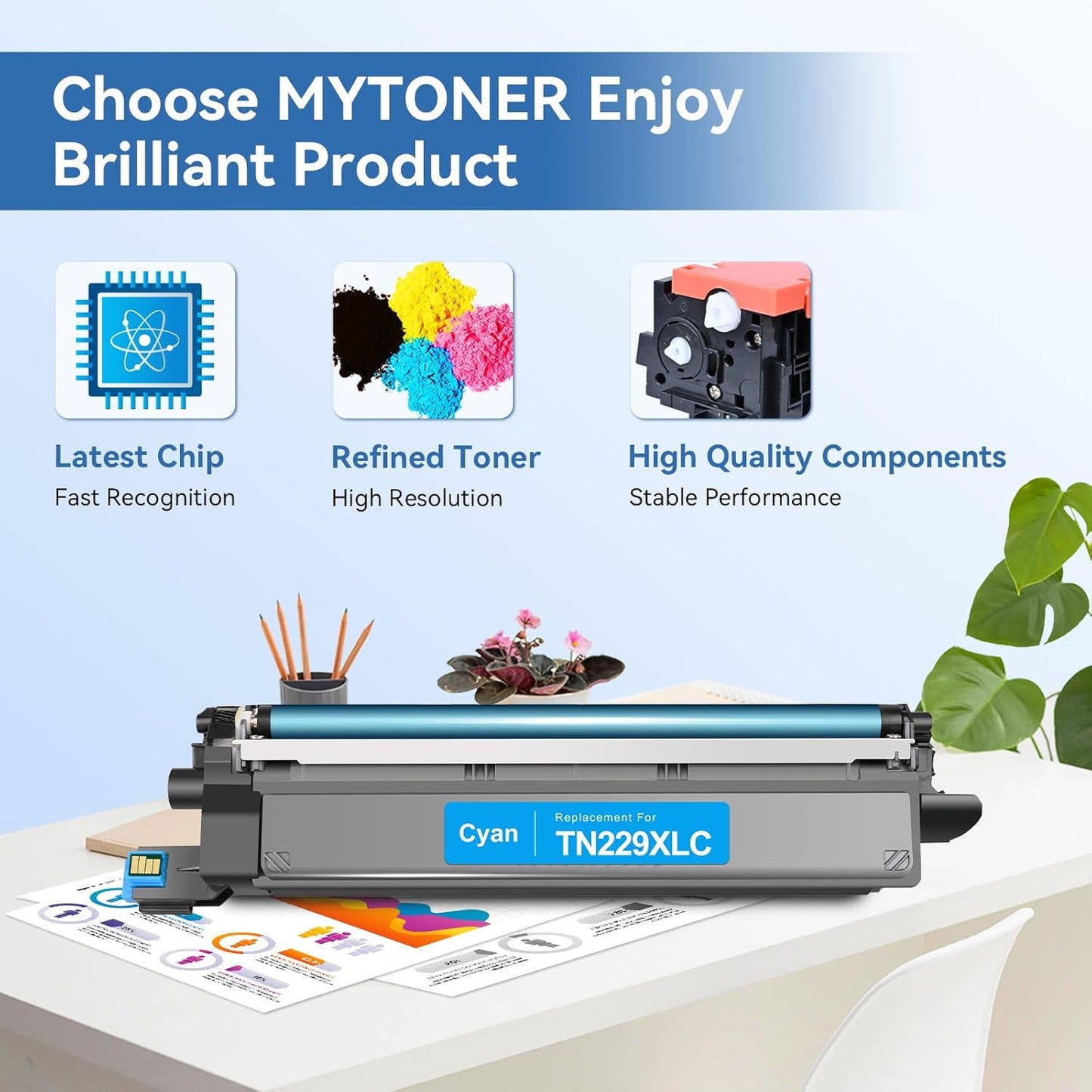 MYTONER TN229XL TN229 Toner Cartridges 5 Pack Compatible Replacement for Brother TN-229 TN-229XL for MFC-L3780CDW MFC-L3720CDW HL-L3280CDW HL-L3220CDW HL-L3300CDW Printer (TN-229XLBK/C/M/Y High Yield)