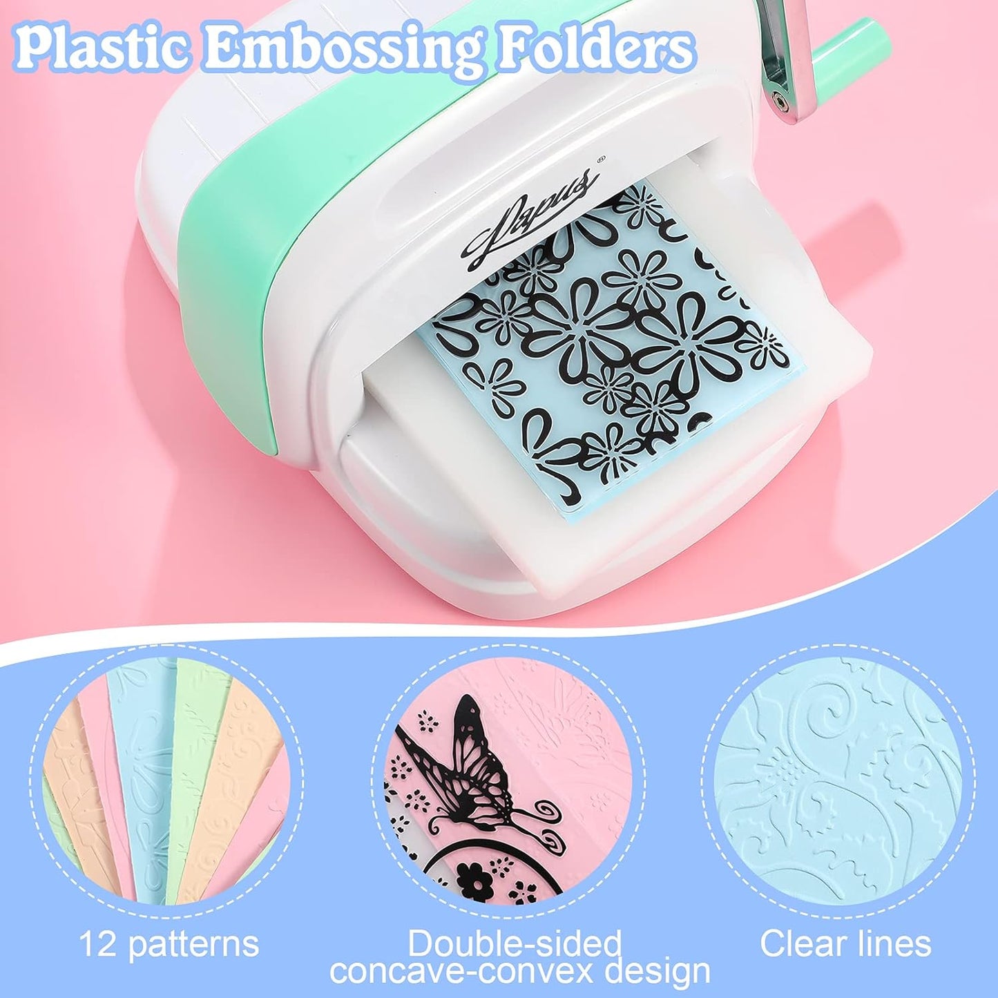 12 Pieces Embossing Folders DIY Craft Template Stencil Butterfly Star Embossing Templates Paper Card Decorating Mold Scrapbook Album Making Tool for Card Scrapbook DIY Craft, 11.7 x 3.9 Inch