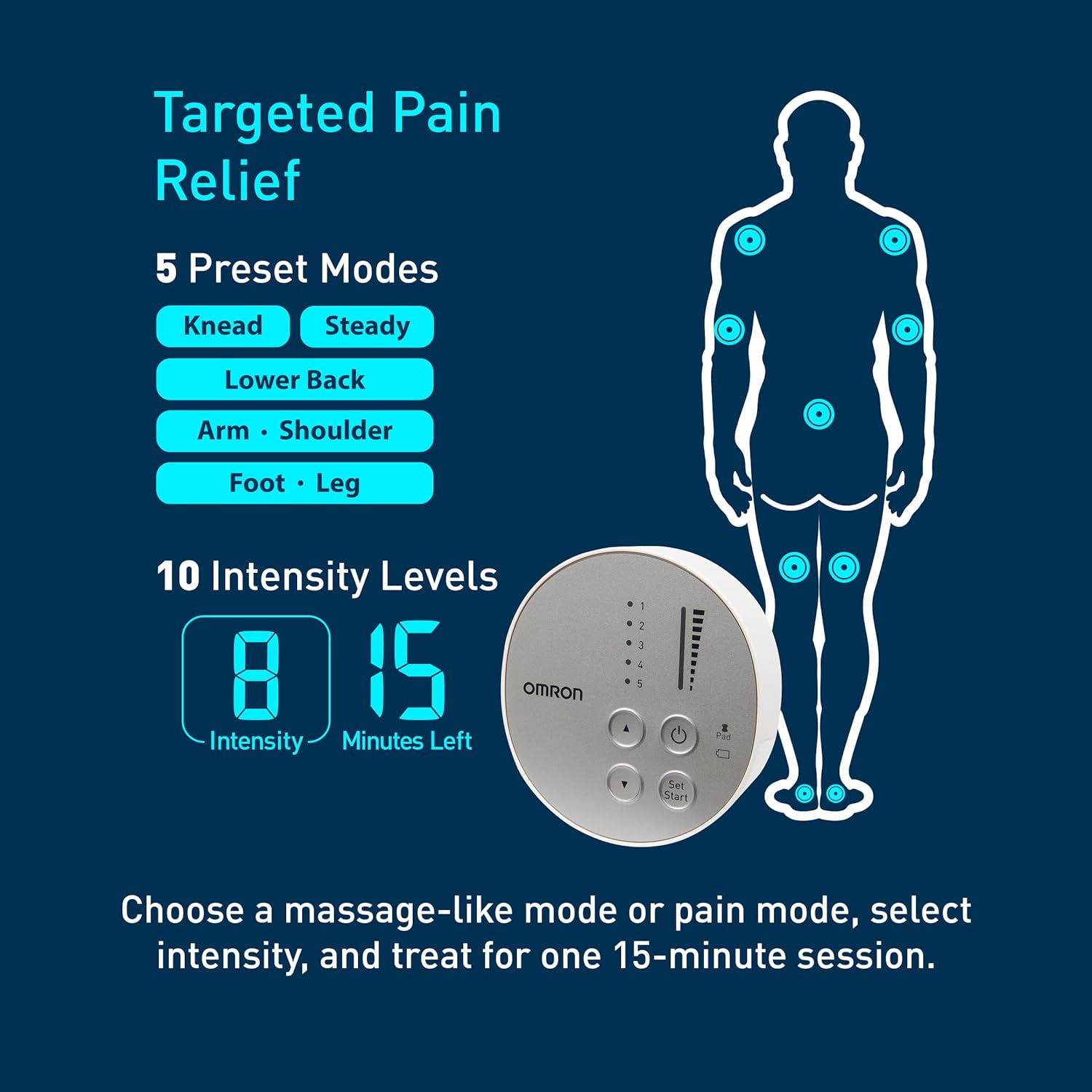 Omron Pocket Pain Pro TENS Unit Muscle Stimulator for Drug-Free Pain Relief - Portable Electric Massager for Muscles and Joints - Includes 2 Reusable TENS Unit Pads