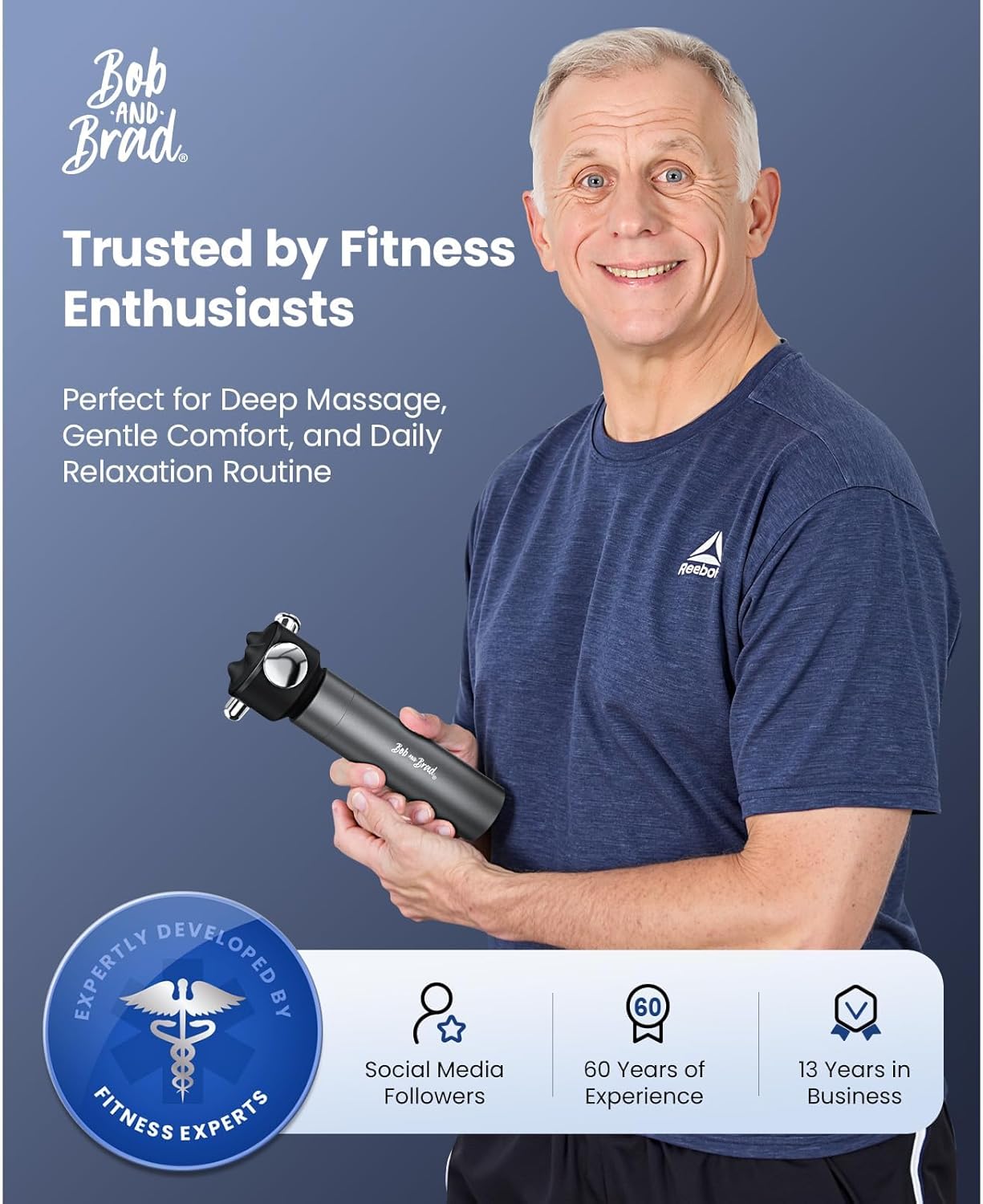 BOB AND BRAD VibeFlow Vibration Massager (Not Percussion), FSA-HSA Eligible, 116Hz Deep Tissue Therapy Massage Gun for Sensitive Joints, Muscle Pain Relief, Fascia Release, Trigger Points & Full Body