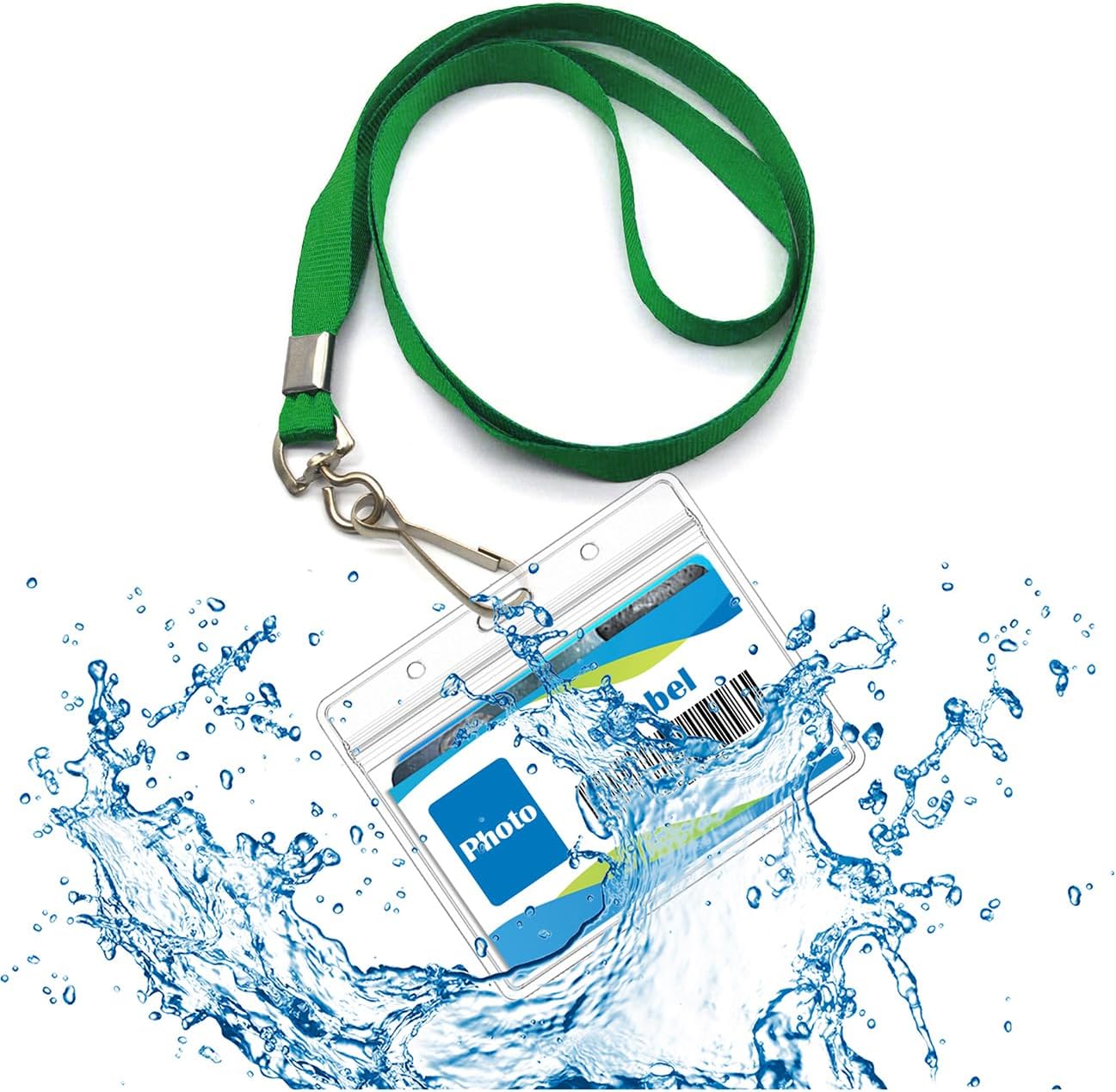 Beebel ID Badge Holder Lanyards with Waterproof Badge Card Bulk Lanyard for Name Tags Holders(Green)