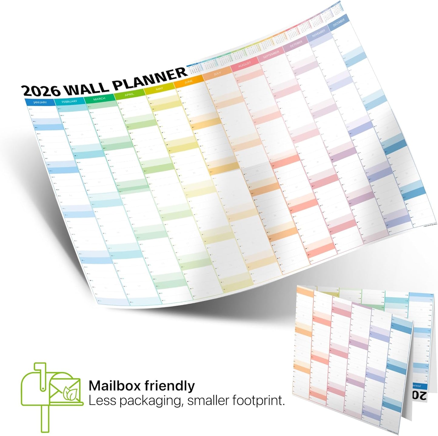 Wall Planner 2026 - Extra Large 33” x 24” Color Full Year Wall Calendar - 12 Month Planner 2026 Yearly Planner Wall Calendar Personalized Calendar 2026 - Columns Edition