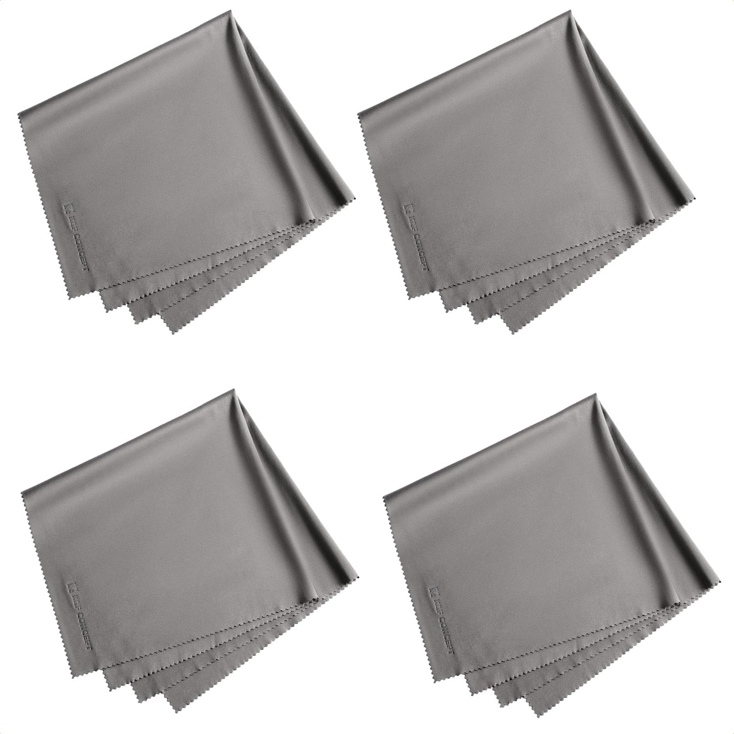 4 Pack 16''x16'' Extra Large Microfiber Cleaning Cloths, K&F Concept Oversized Microfiber Cloths for TV Screen, Electronics, Laptops, Telescope, Computers, Eyeglasses, Gray