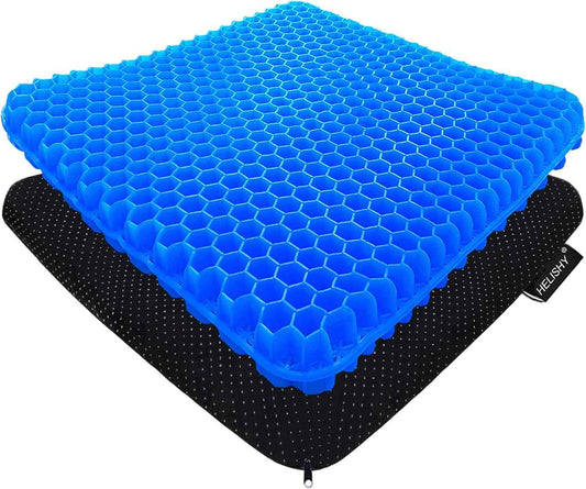 Gel Seat Cushion for Long Sitting - 1.65inch Double Thick Cooling Egg Cushion for Back, Hip, Sciatica, Coccyx, Tailbone Pain Relief - Office Chair Car Seat Cushion – Wheelchair Cushions