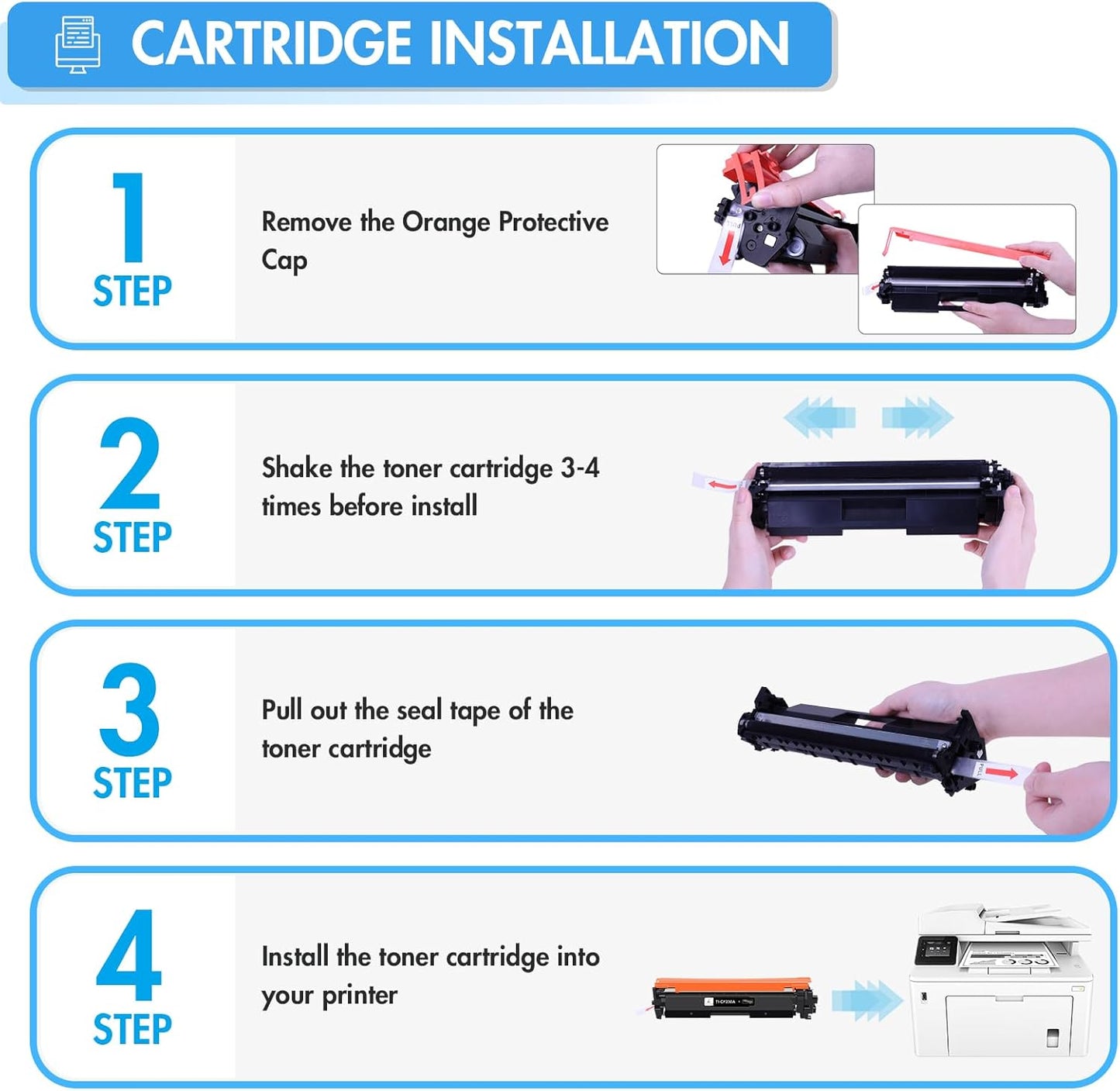 CF230A 30A Black Toner Cartridge Compatible Replacement for HP 30A CF230A 30X CF230X M227fdw for HP LaserJet Pro MFP M203dw M227fdn M203dn M227sdn M203d M227 M203 Series Printer (Black, 2-Pack)