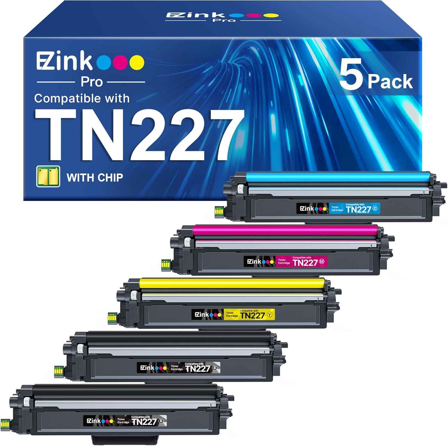 E-Z Ink Pro Compatible Toner Cartridge Replacement for Brother TN227 Toner TN223 TN227 High Yield Toner Cartridge for Brother MFC-L3770CDW HL-L3270CDW HL-L3290CDW MFC-L3710CW (5 Pack)