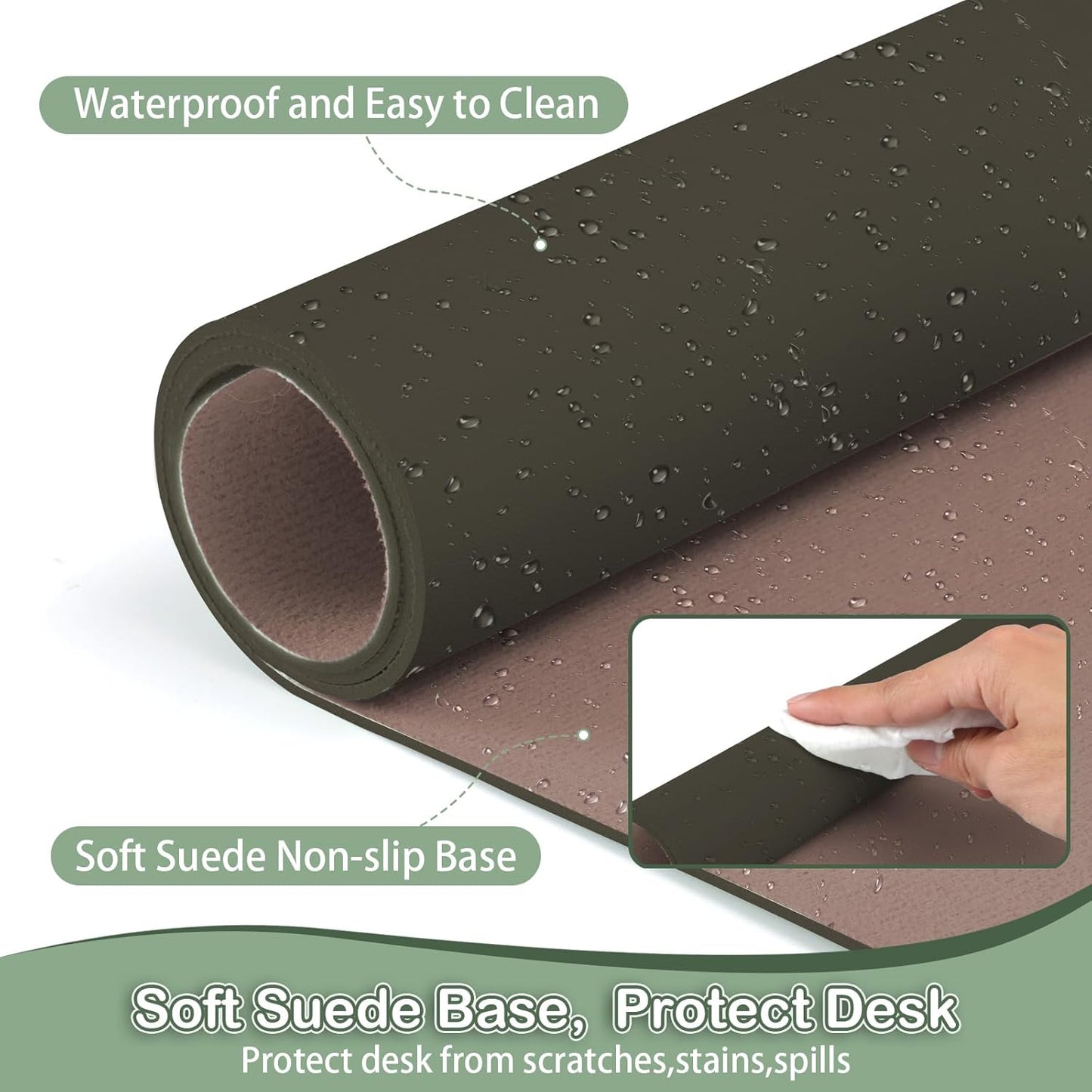 Boutilon Leather Desk Pad Protector,Non-Slip Mouse Pad,Laptop Desk Pad,Office Mouse Mat,Waterproof Leather Desk Blotter,Desk Writing Pad for Office and Home (XXXL-Coffee,47"x 24")