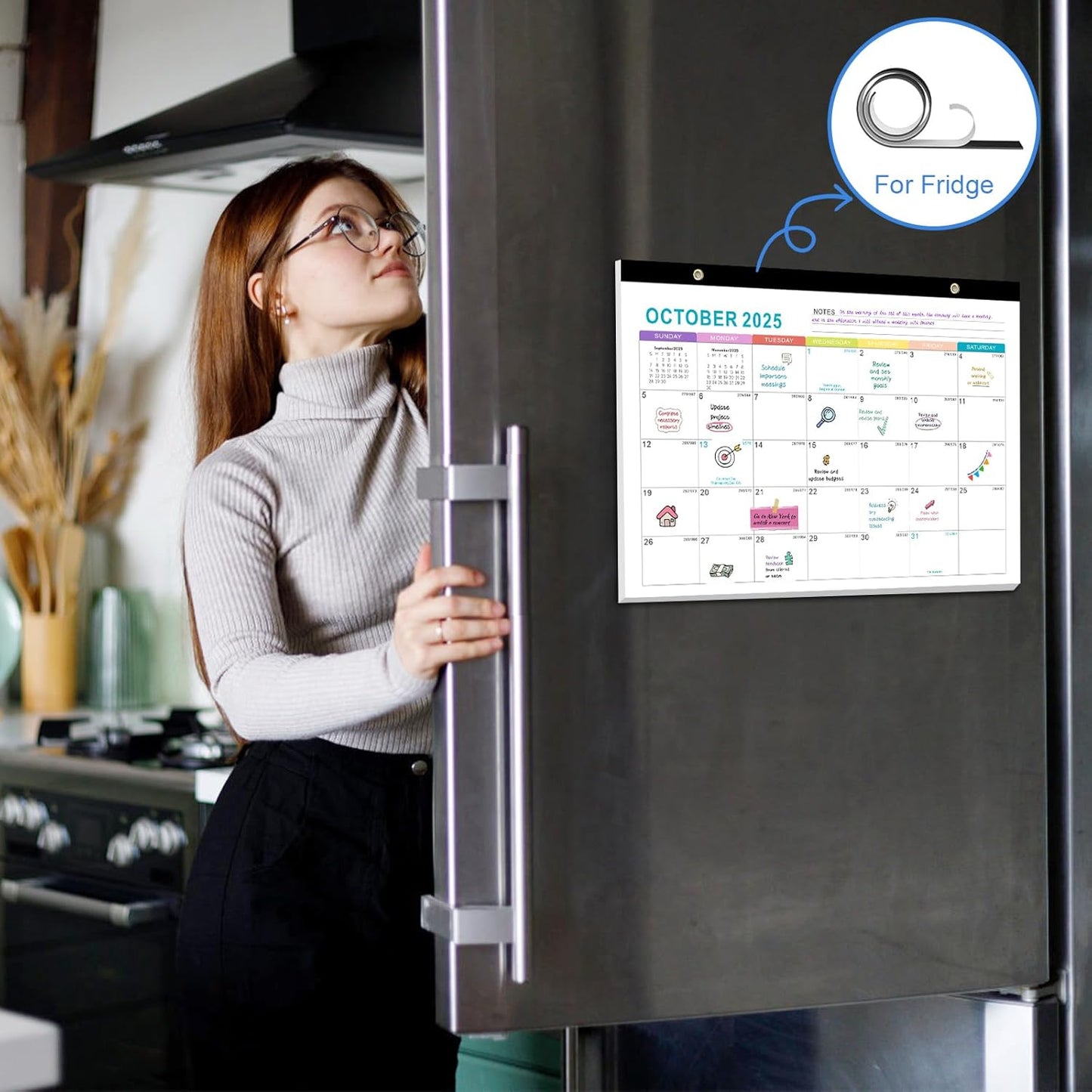 Gannyfer 2025-2026 Desk Calendar, Fridge Calendar Magnet, 18 Monthly Large Yearly Desktop/Wall Calendar, July 2025 - Dec 2026, with Plastic Cover Hanging String Corner Protectors, 17" x 12", Organizers for Office, Home and School (3 Sticker)