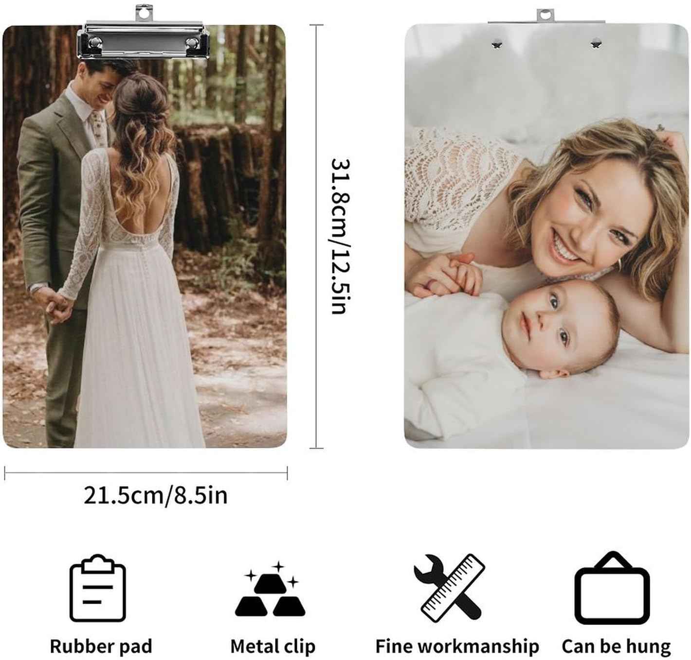 Custom Clipboards with Name Add Your Own Design Personalized Photo Text Logo Clip Boards 8.5"x12.5", 2 Sides Print Customized Clipboard Folder for Women Men, School & Office Supplies, Black
