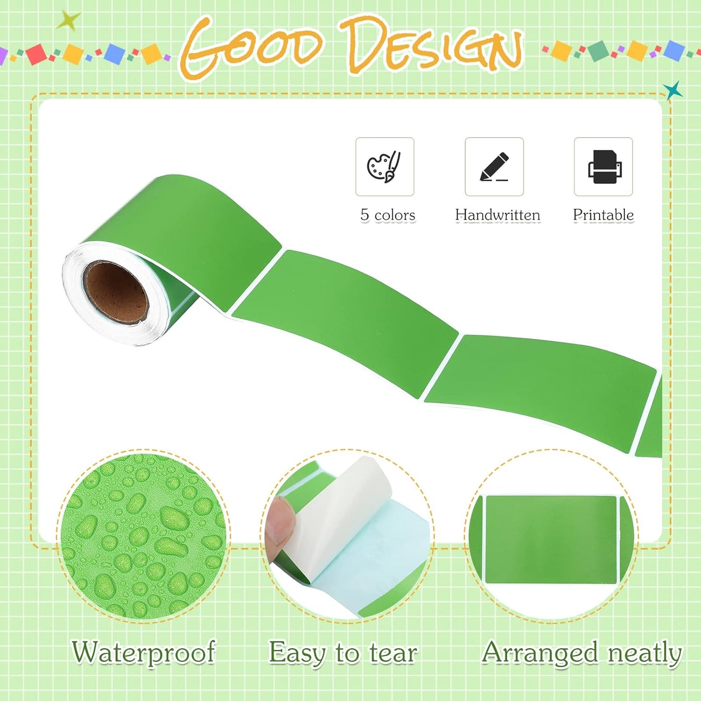 500 Pieces Rectangle Inventory Color Coding Labels 100 Per Roll Fluorescent Name Tag Stickers Thermal Printing Stickers (2 x 3 Inch,Fluorescent Color)