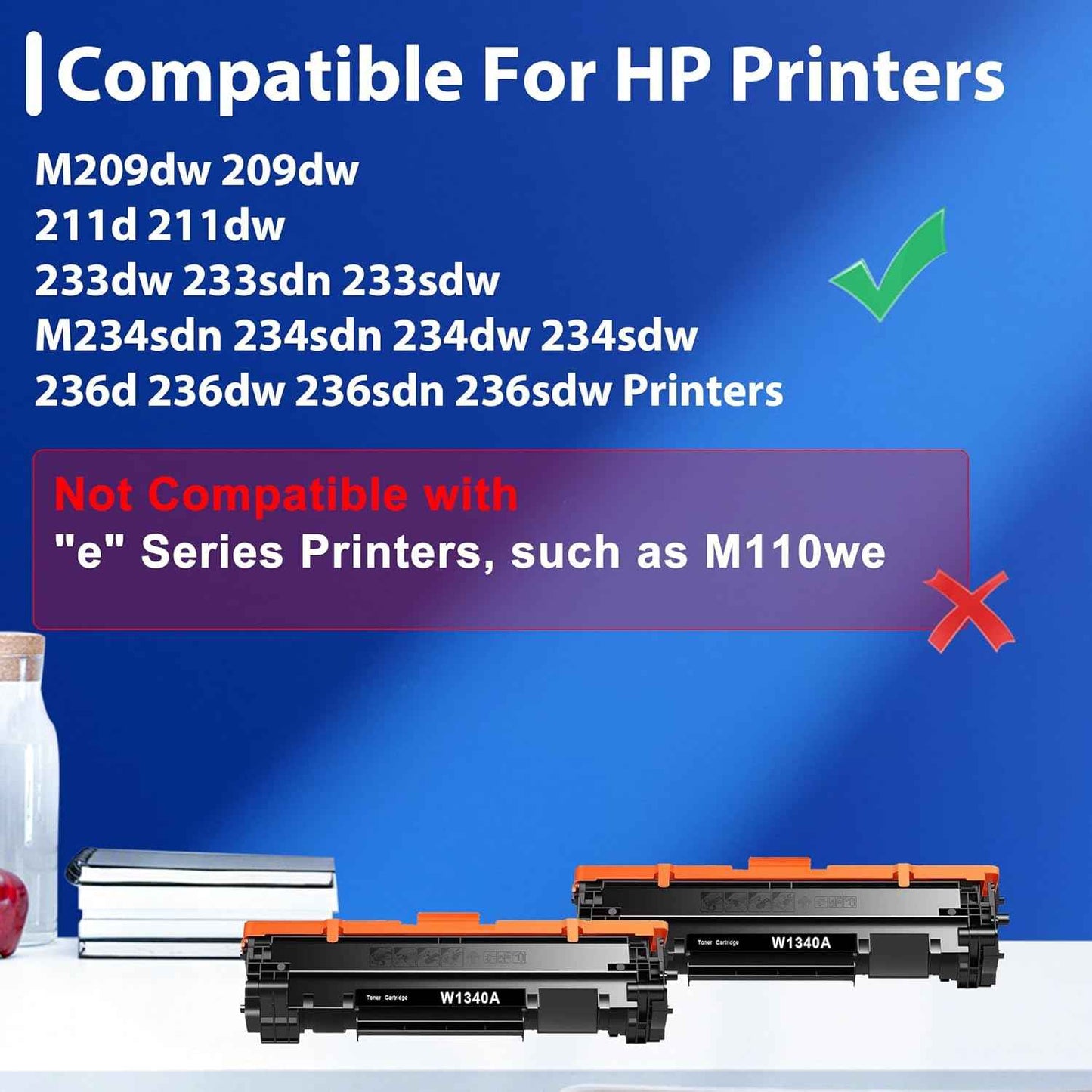 134A Toner Cartridge (with Chip) Replacement for HP 134A W1340A 134X W1340X Black Toner for M209dw M234dw M234sdw M234sdn Printer Ink (2-Pack)