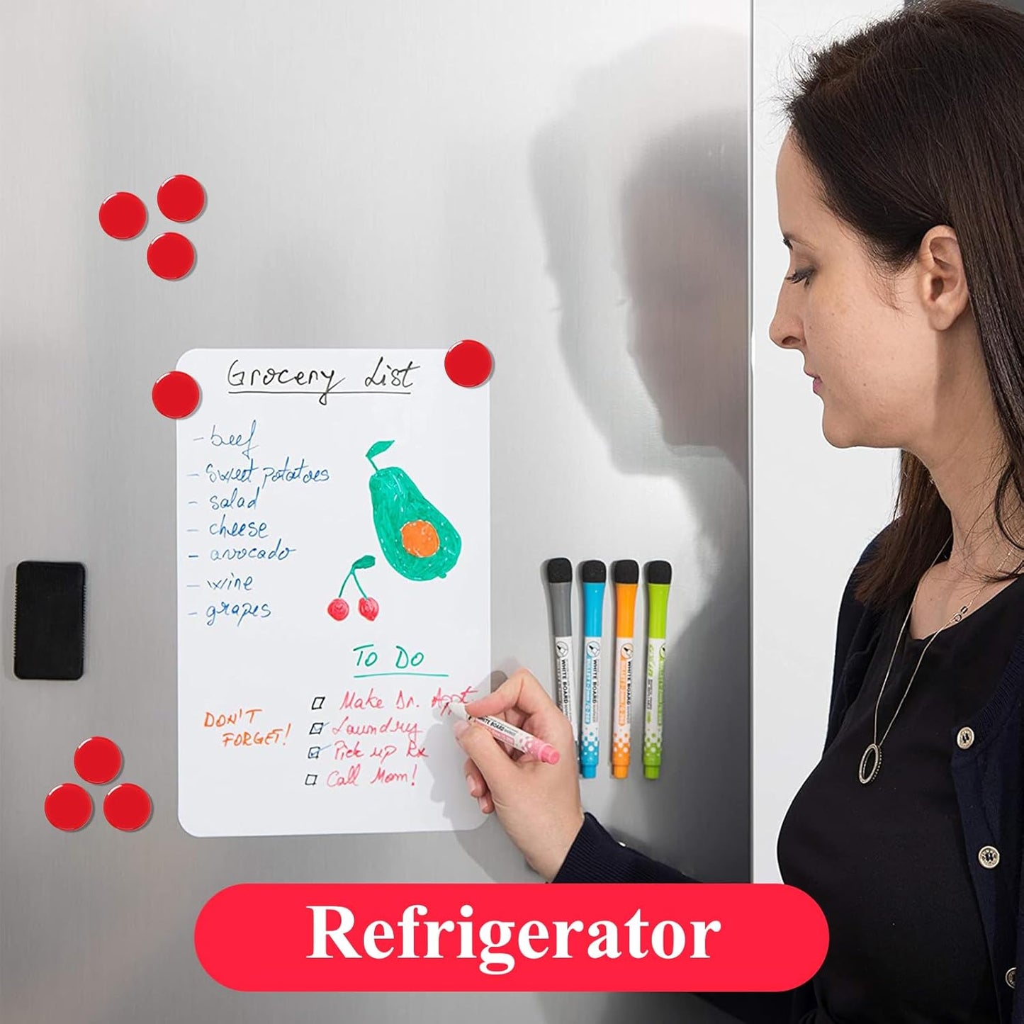 Strong Fridge Magnets 30-Pack, Small Round Refrigerator Magnets, Heavy Duty Mini Magnets for Whiteboard Fridge Locker Crafts Office Kitchen Classroom & School - Decorative Cute Magnet in Red