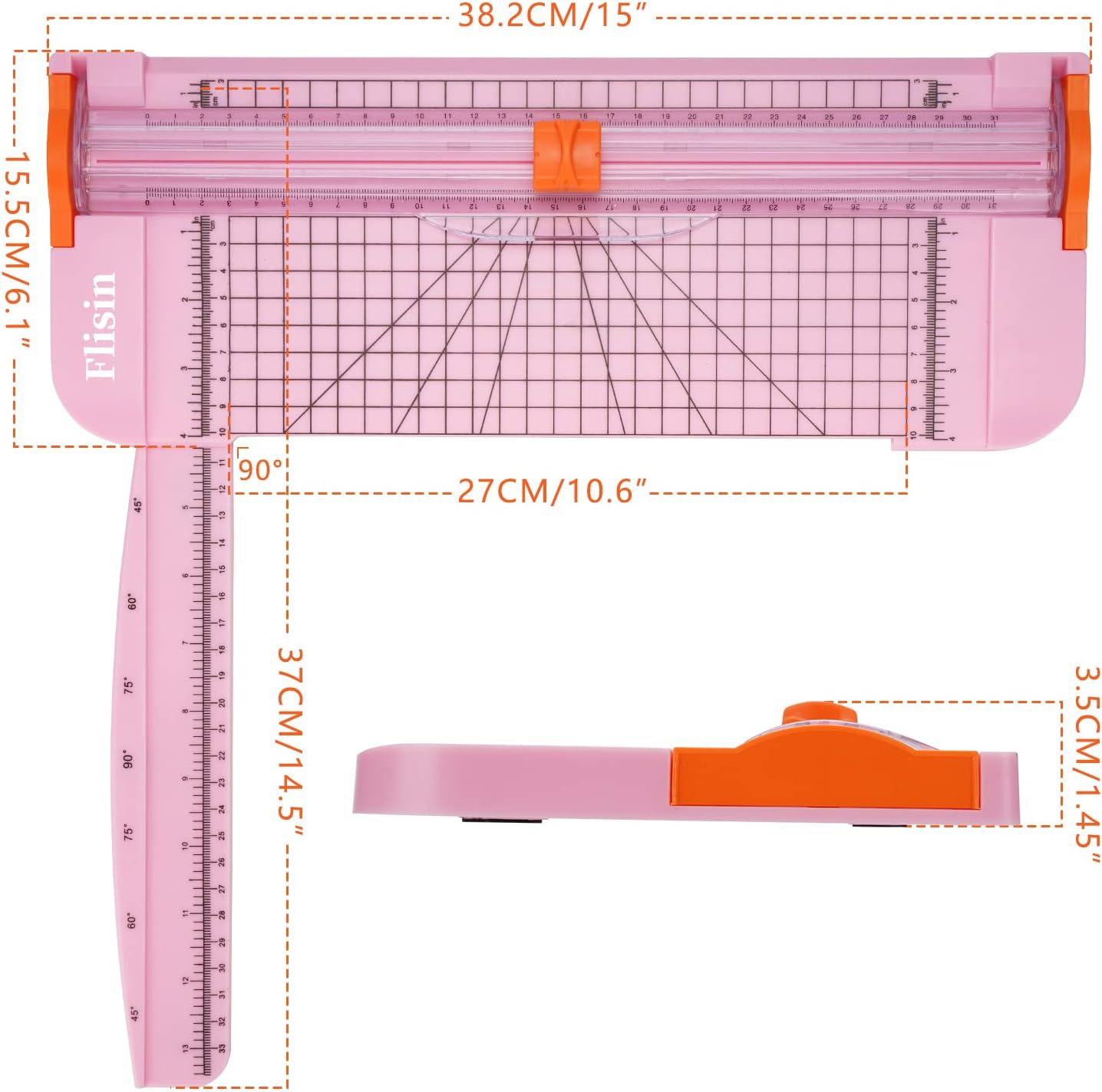 Paper Cutter,Portable Paper Slicer,12 Inch Paper Trimmer Scrapbooking Tool with Automatic Security Safeguard and Side Ruler for Craft Paper,A4 Paper,Coupon, Label and Cardstock (Pink)