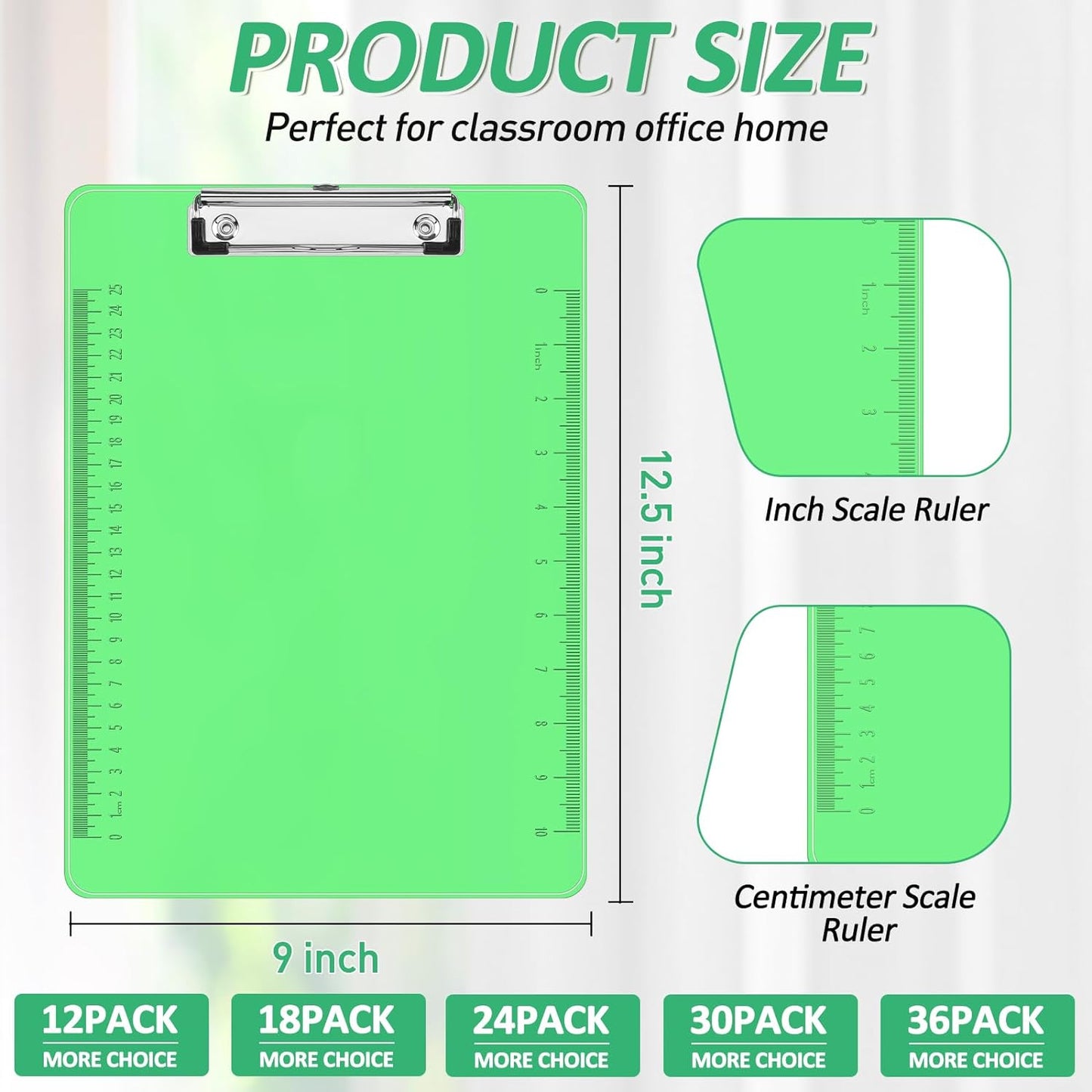 Plastic Clipboards, PANDRI 30 Pack Clear Colored Clipboards, Low Profile Clip Board 12.5 x 9 Inch Standard Letter Size, Office Supplies Classroom