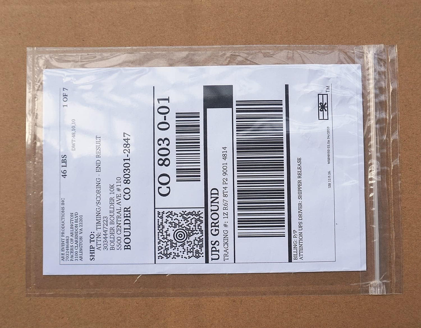 Premium 6.7'' x 10'' Resealable Adhesive Shipping Label/documents Pouches (50 Pack)