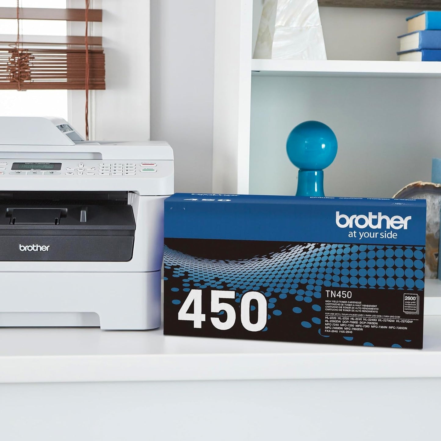 Brother Genuine High Yield Toner Cartridge, TN450, Replacement Black Toner, Page Yield Up To 2,600 Pages