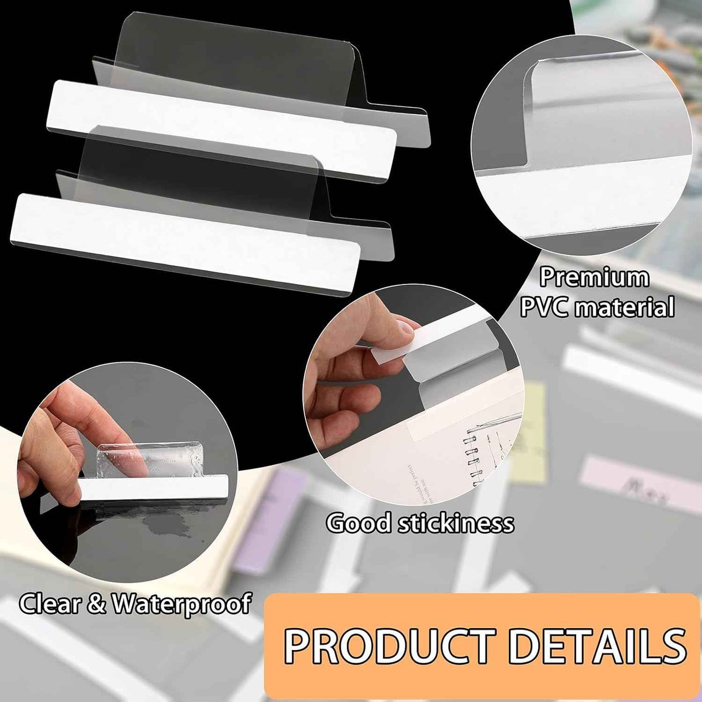 BTSKY 2.2 Inch Insertable Self-Adhesive Index Tabs with Printable Paper Inserts Clear Plastic Sticky File Folder Labels Convenient Divider Index Tabs Stick on Books, Folders, Notebooks,etc (125 Pcs)