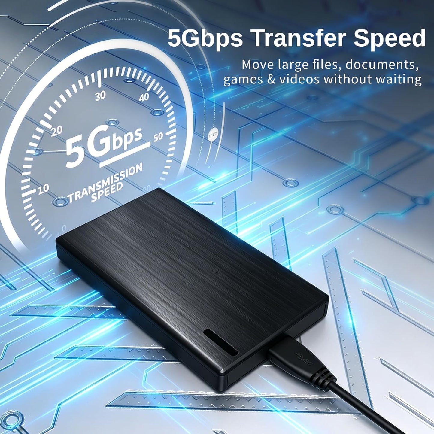 160GB External Hard Drive HDD Portable – USB 3.0 & Type-C Storage for PC, Mac, Desktop, Laptop, Xbox, PS4, PS5 – Backup Drive for Photos, Movies, Music, Games – Plug & Play, High Speed Data Transfer