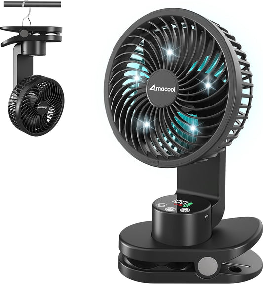 Desk Fan, Quiet Small Desktop Table Fans - 30Hrs Running, 270°Tilt, 90°Oscillating, Easy to Clean USB Fans, Rechargeable Portable Fan for Home Office Bedroom Travel Camping Co-Branded with AddAcc